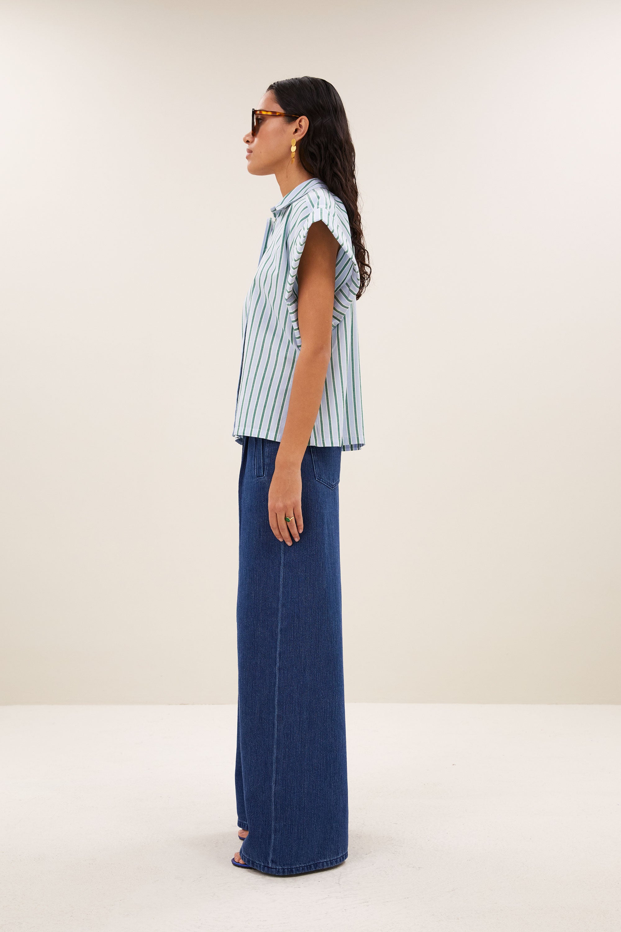 pixie sea blouse | green sea stripe