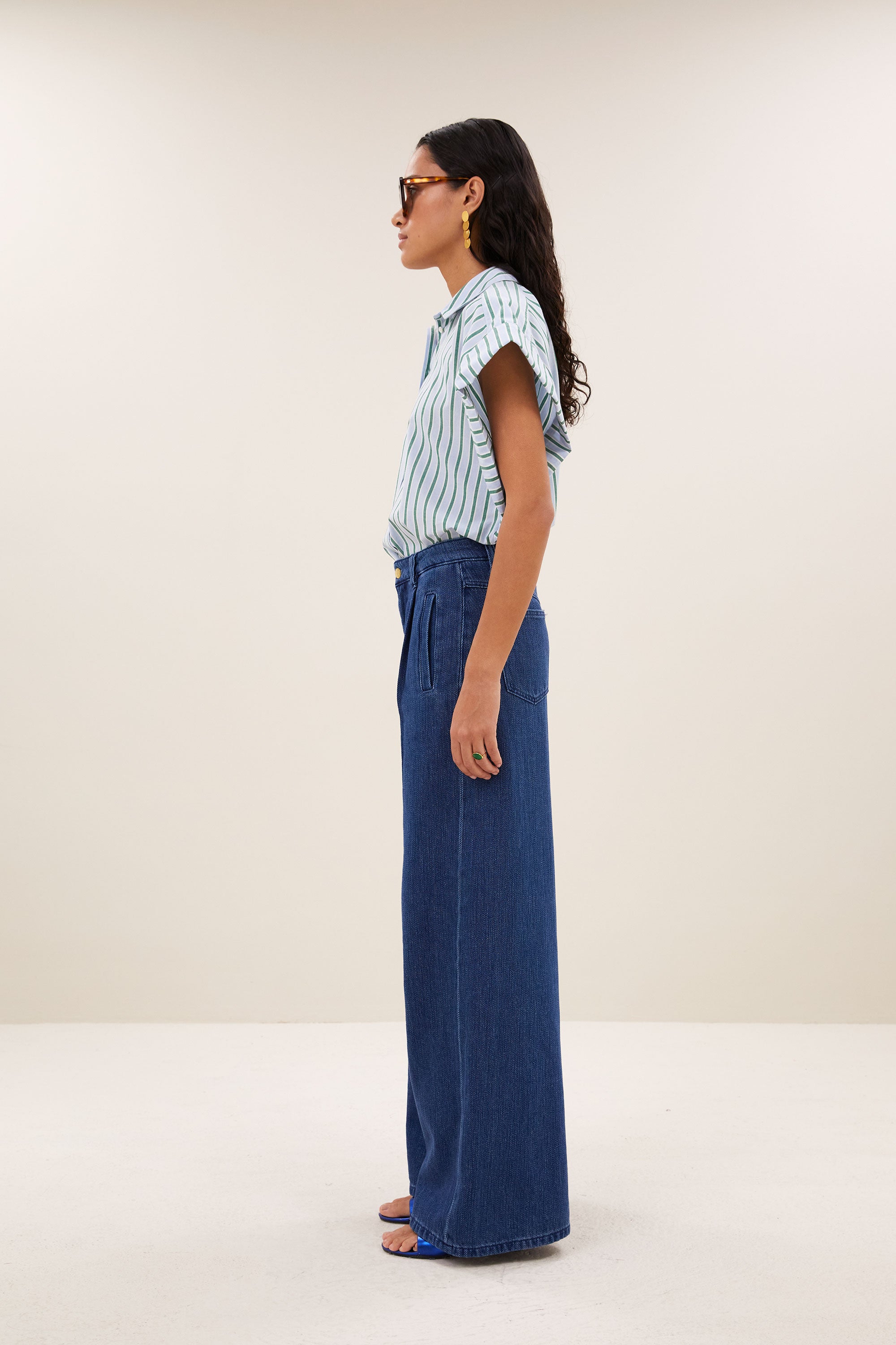 pixie sea blouse | green sea stripe