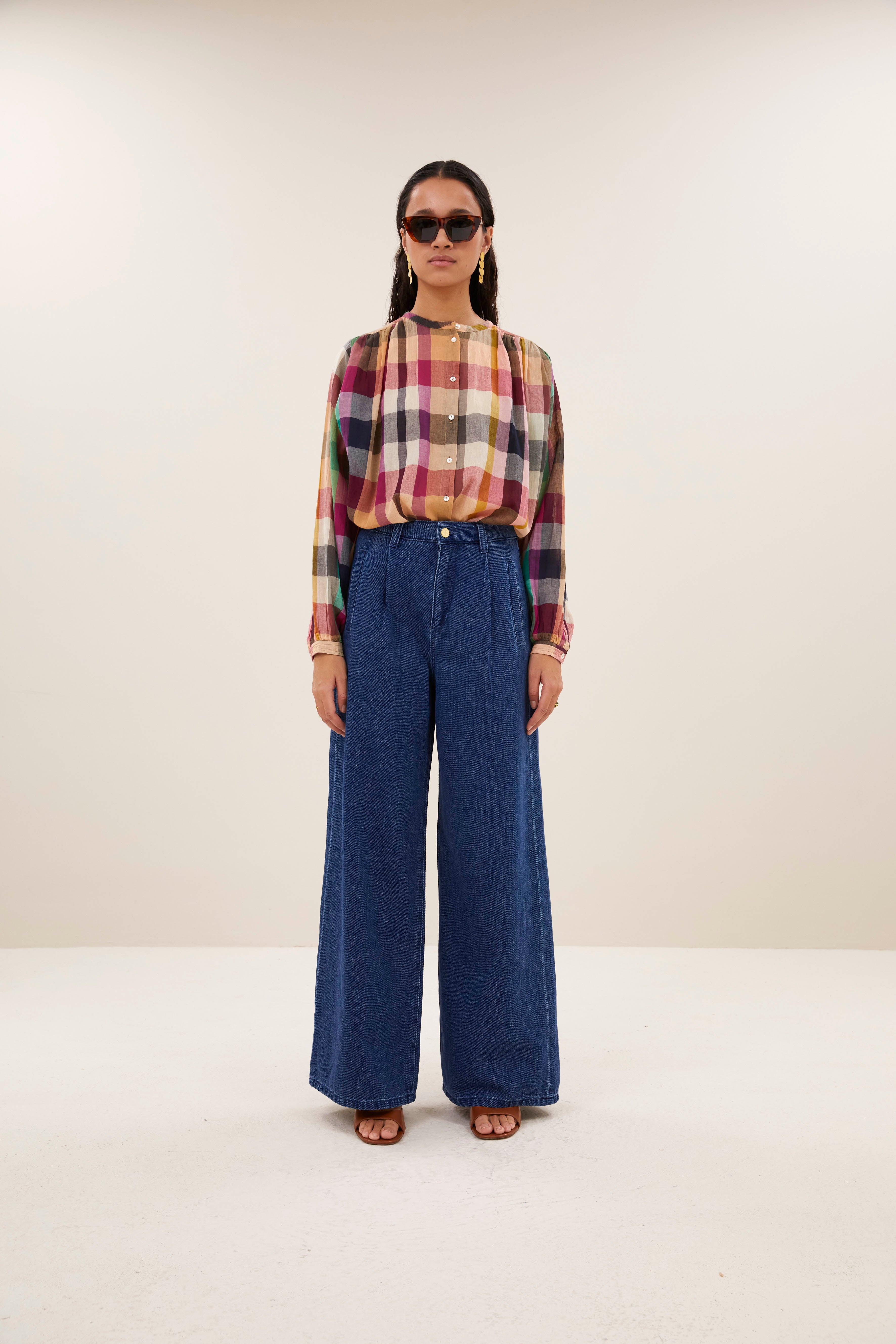 blouse-nyka rainbow blouse rainbow check-by-bar-achteraanzicht