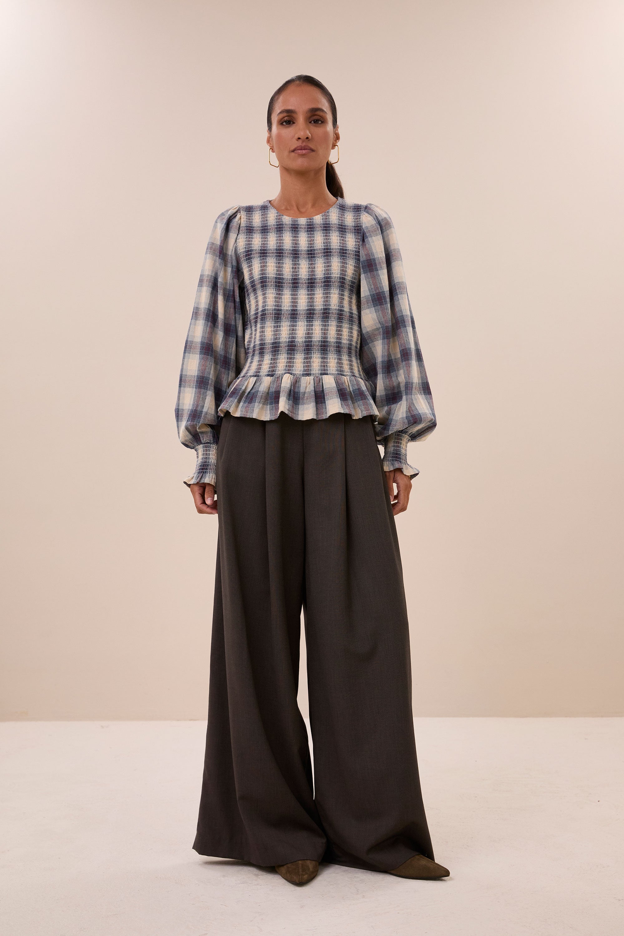 yena tokyo check blouse | tokyo check