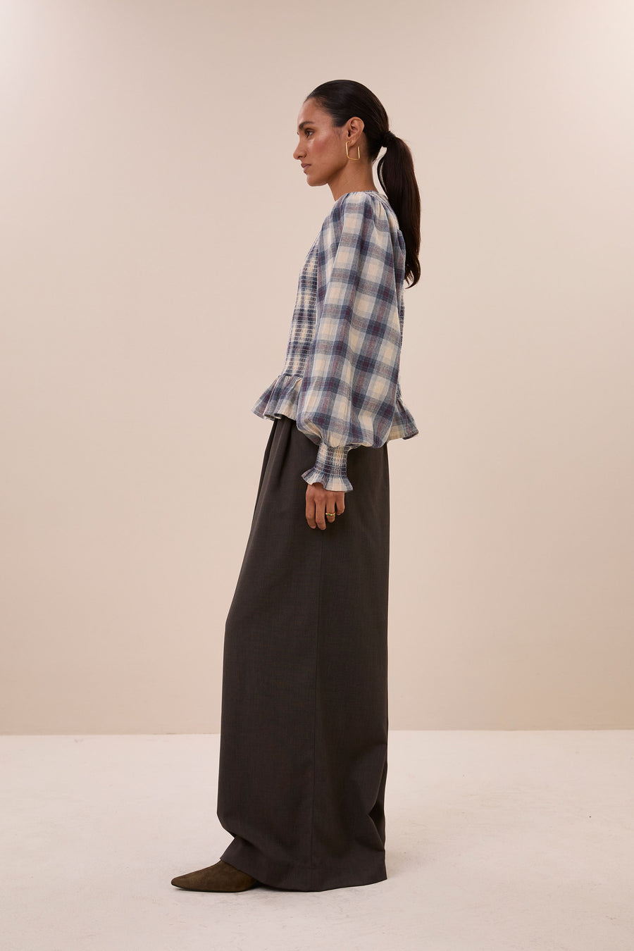 yena tokyo check blouse | tokyo check