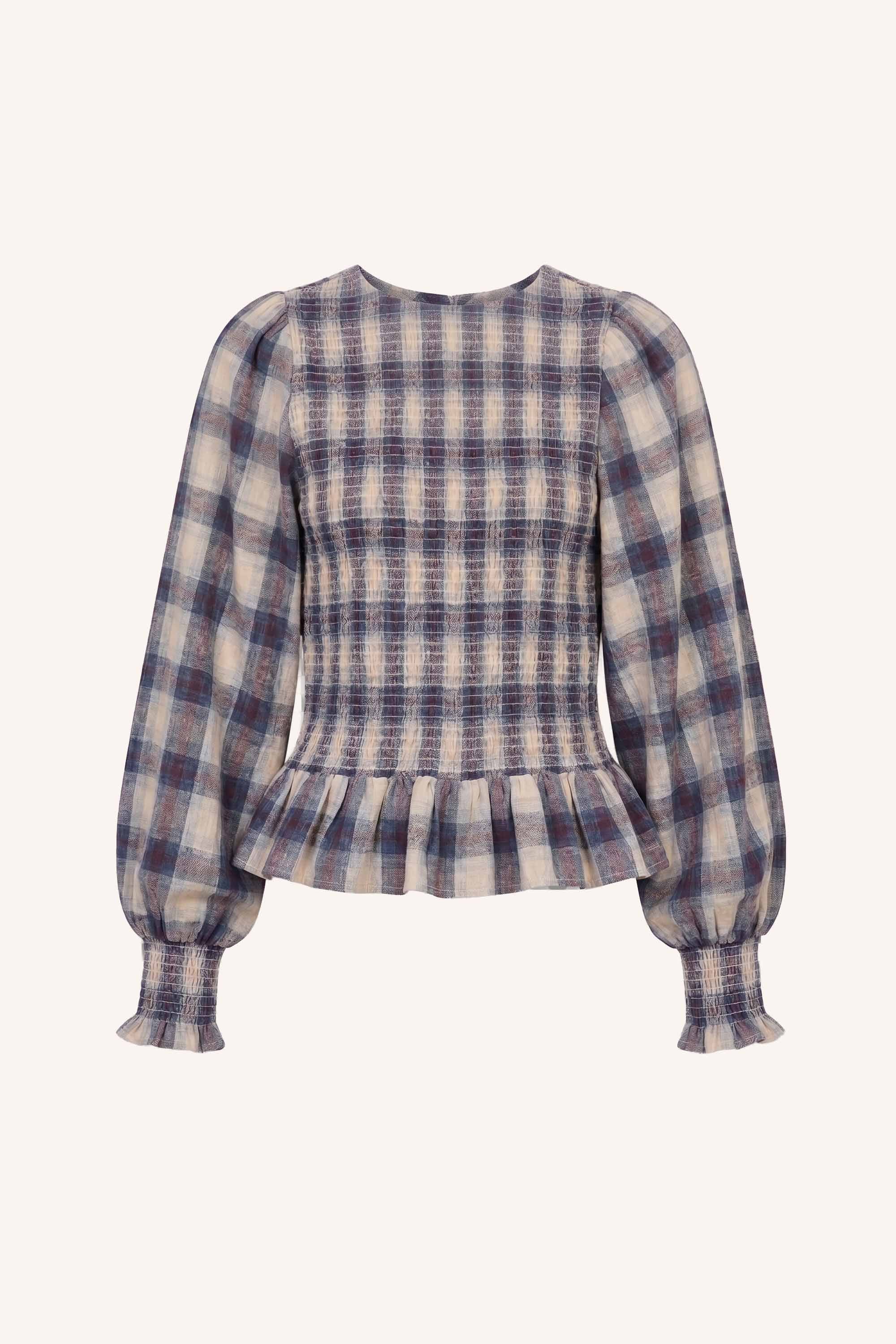 yena tokyo check blouse | tokyo check