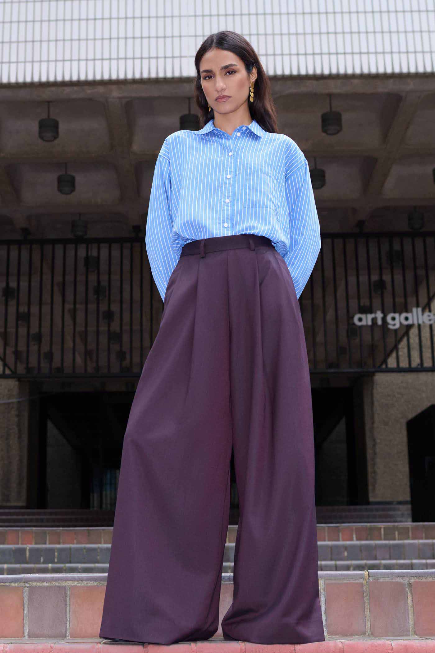 lise stripe blouse | azul blue stripe
