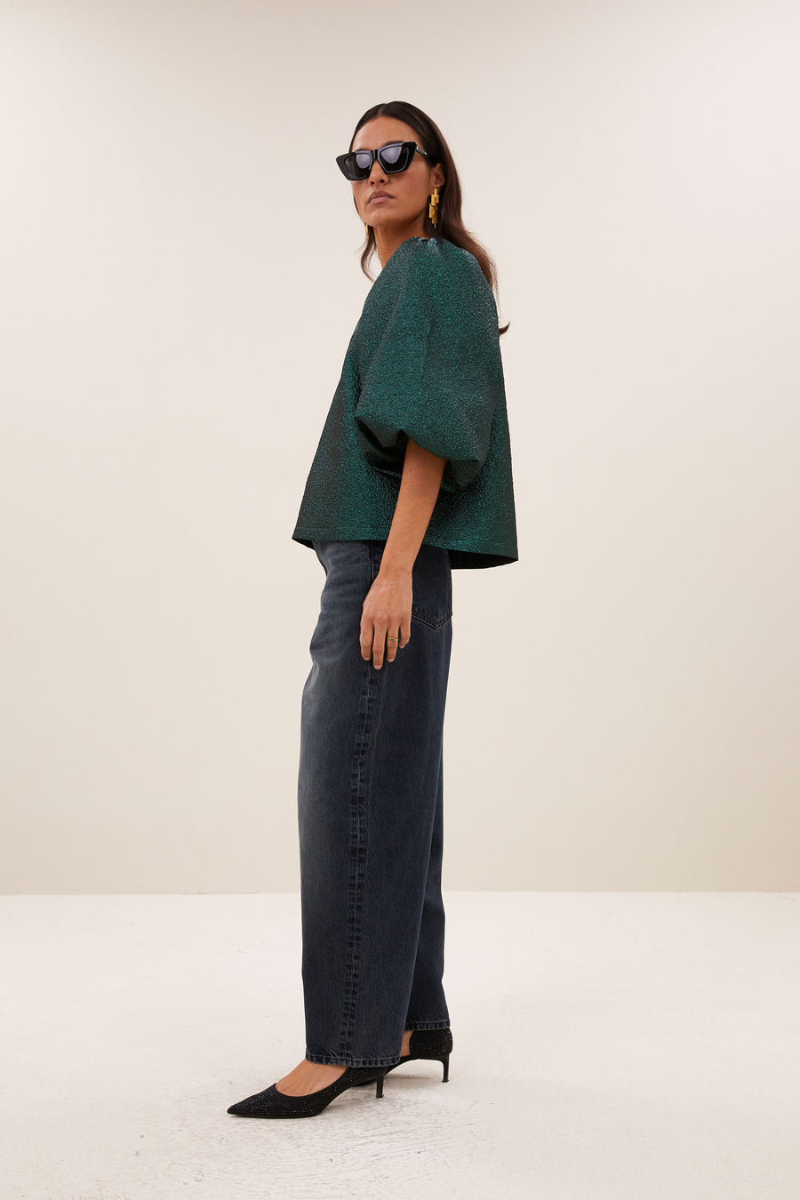 juta metallic blouse | green metallic
