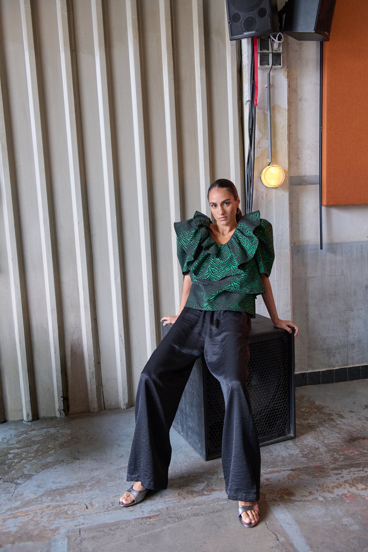liz zebra blouse | green zebra