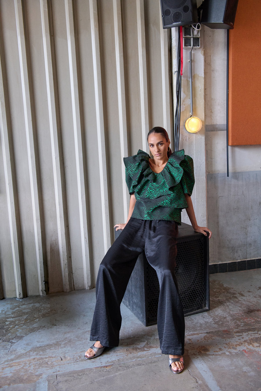 liz zebra blouse | green zebra