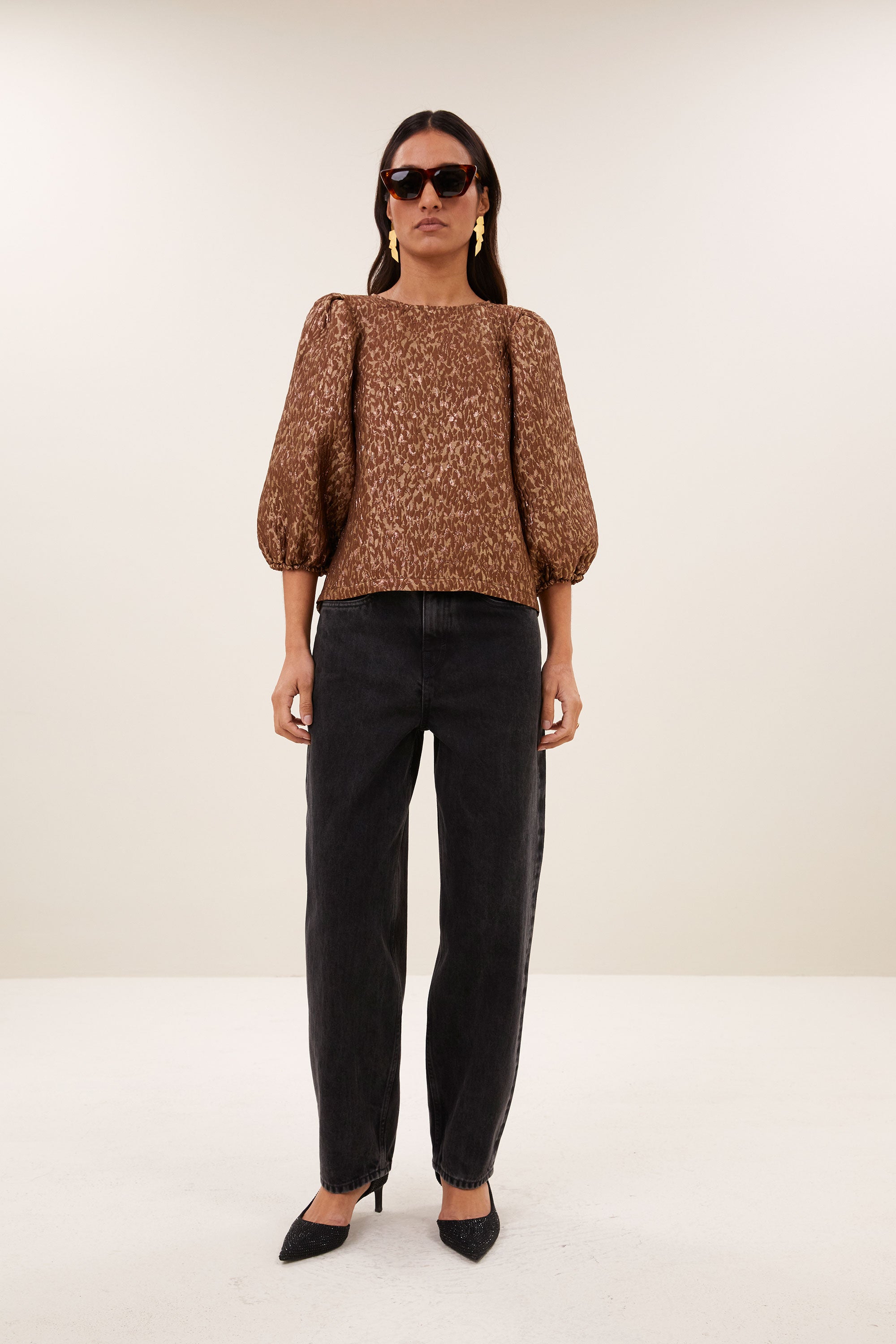 jet sparkle cheetah blouse | copper cheetah