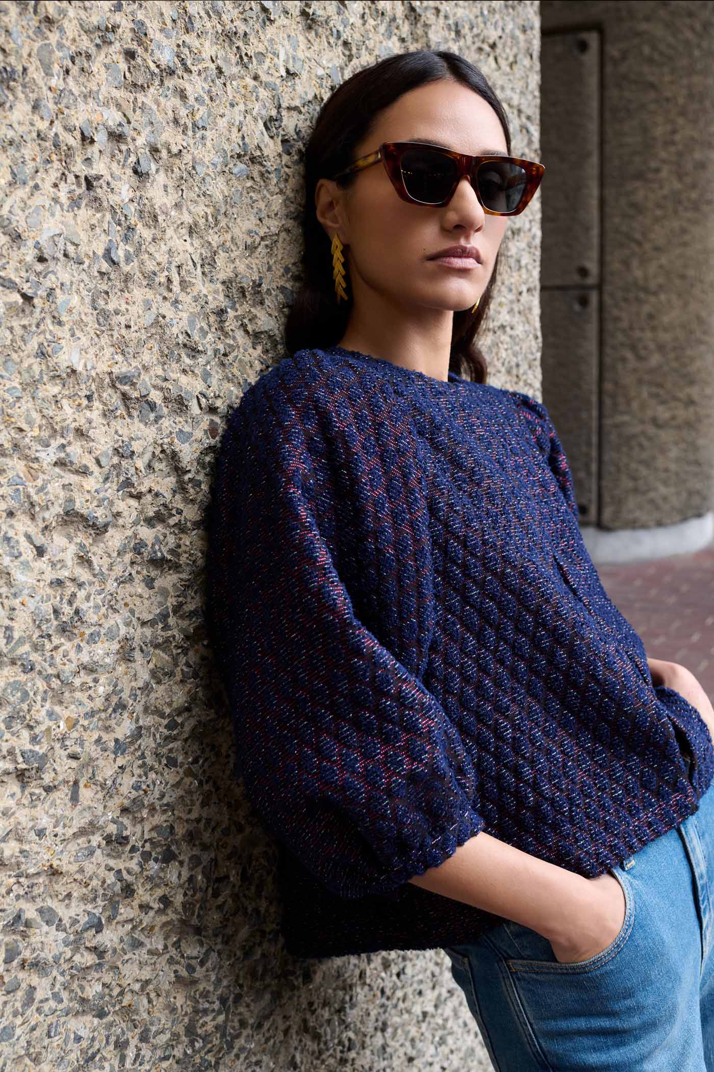 mauri sparkle blouse | diamond check