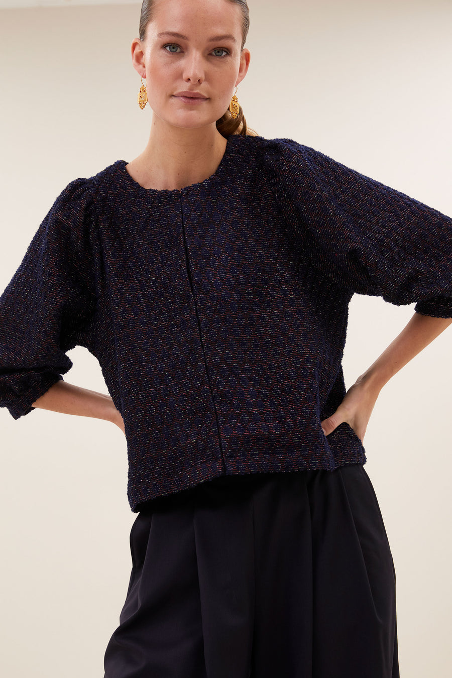 mauri sparkle blouse | diamond check