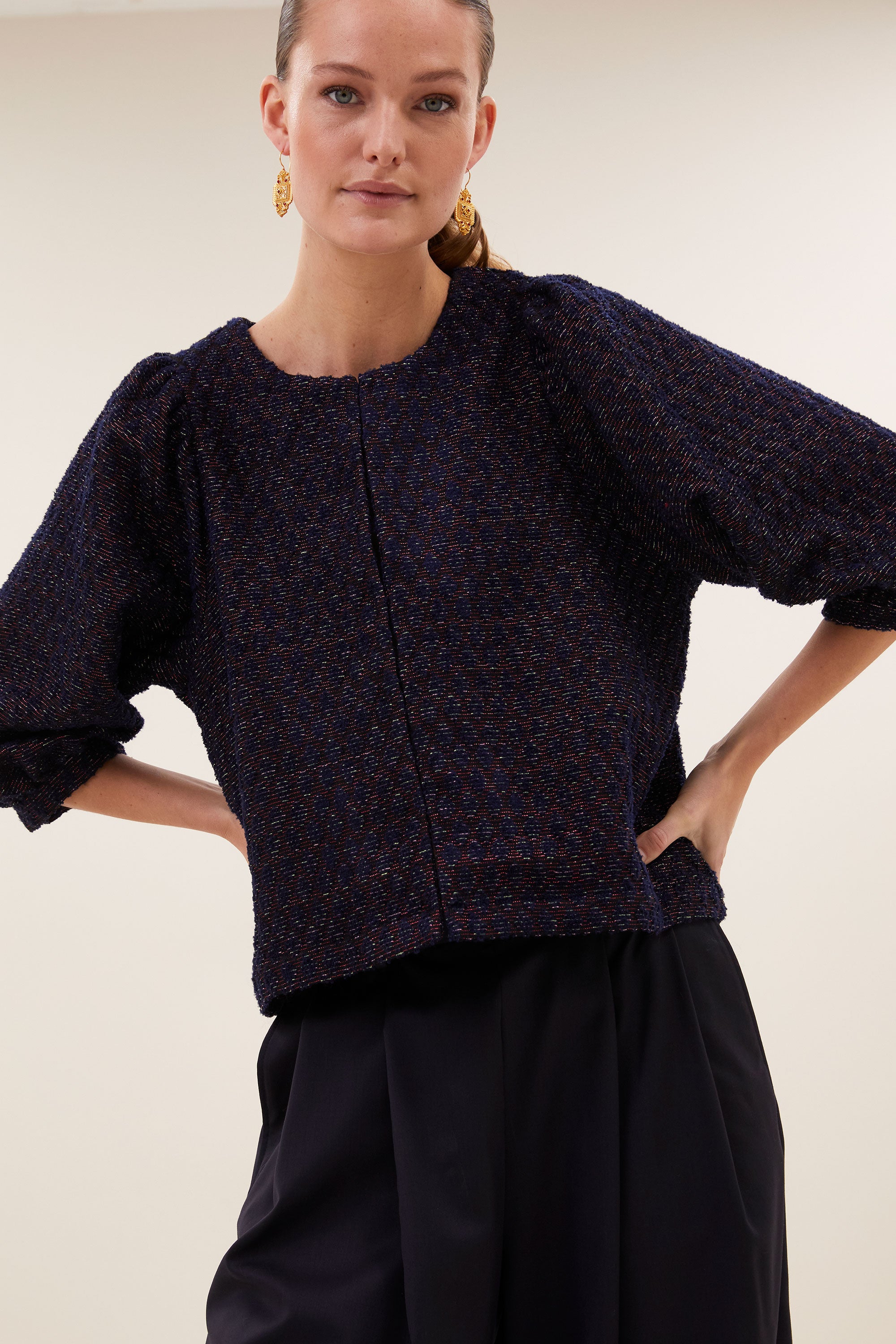 mauri sparkle blouse | diamond check