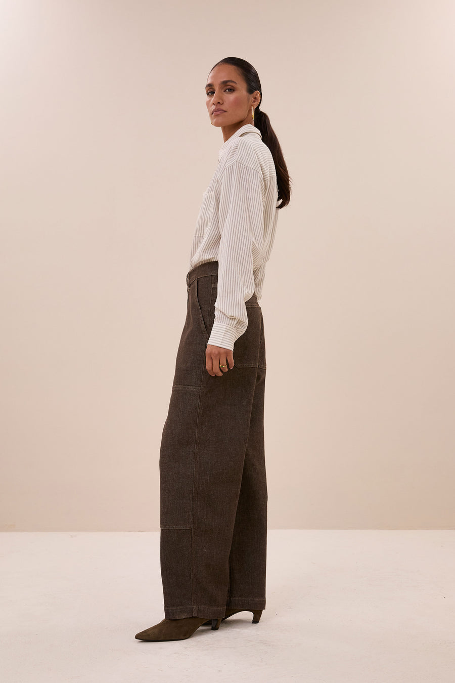 lise thin stripe blouse | jet black stripe