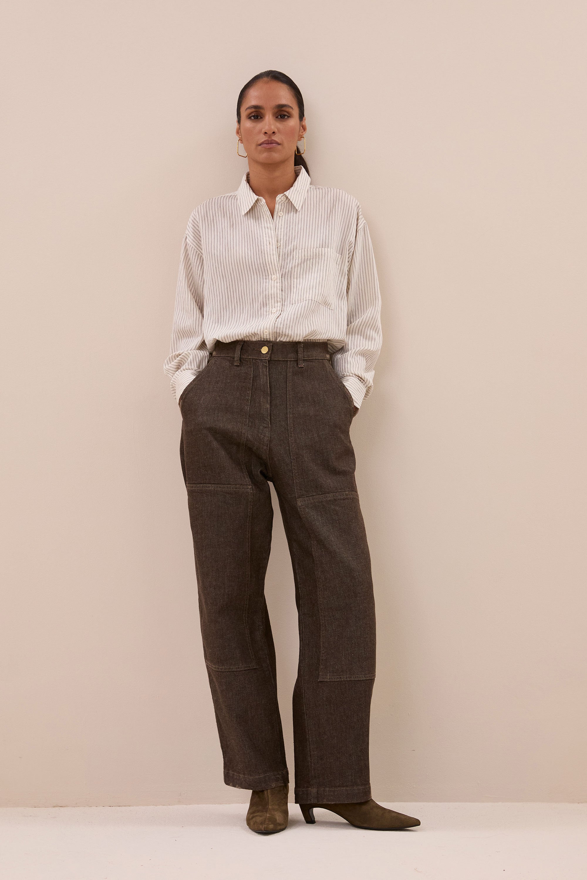 lise thin stripe blouse | jet black stripe
