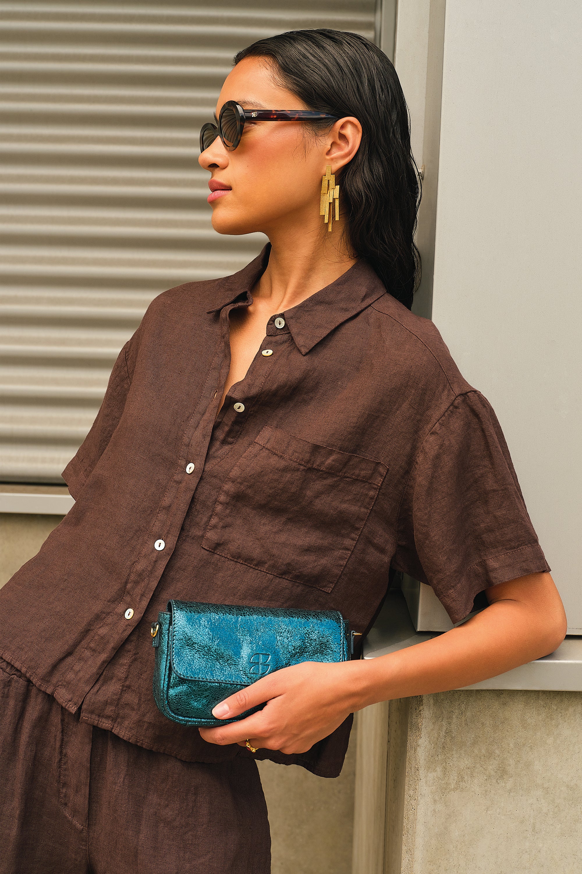 mara linen blouse | espresso
