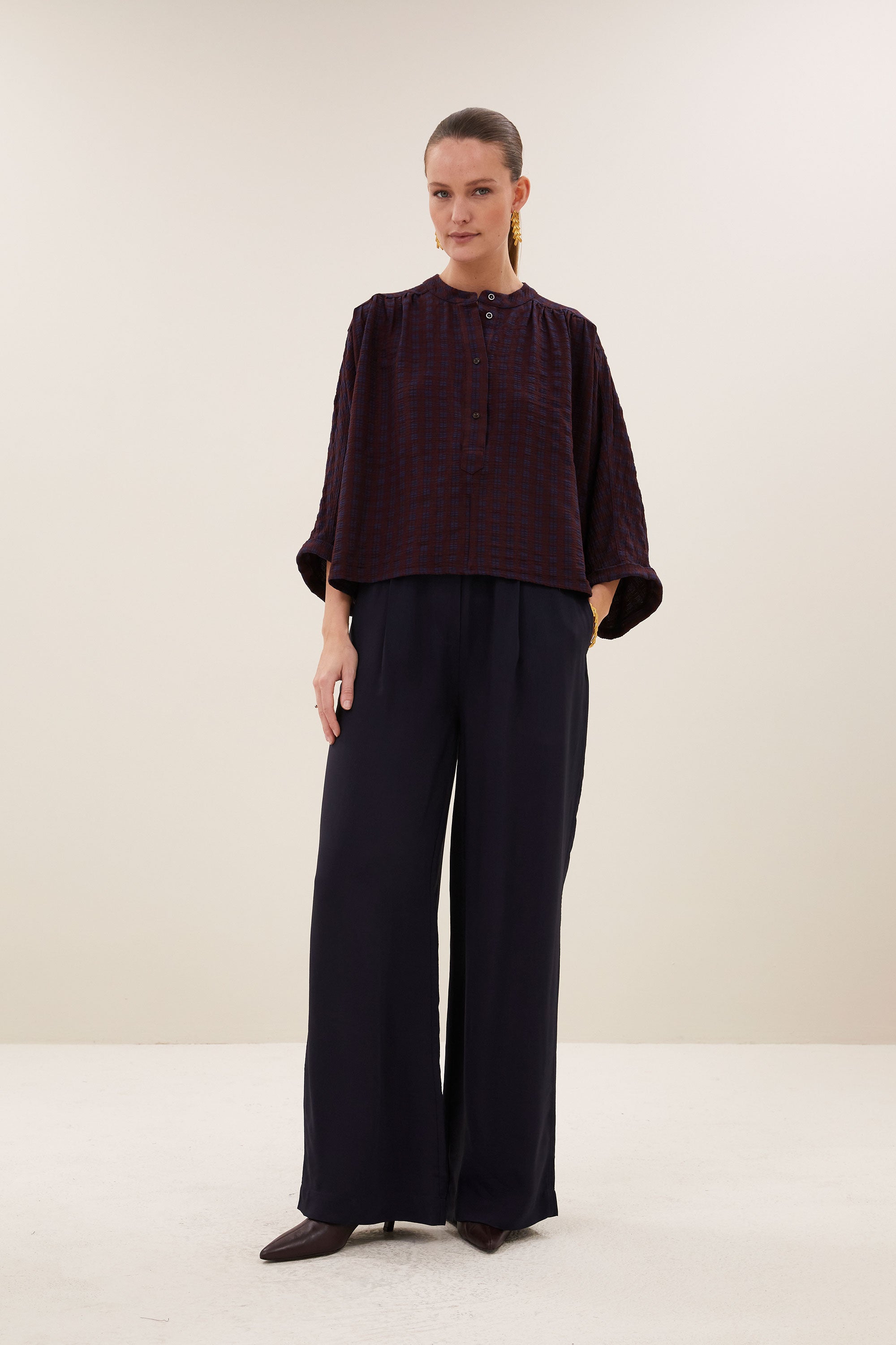 jess blouse | wine check