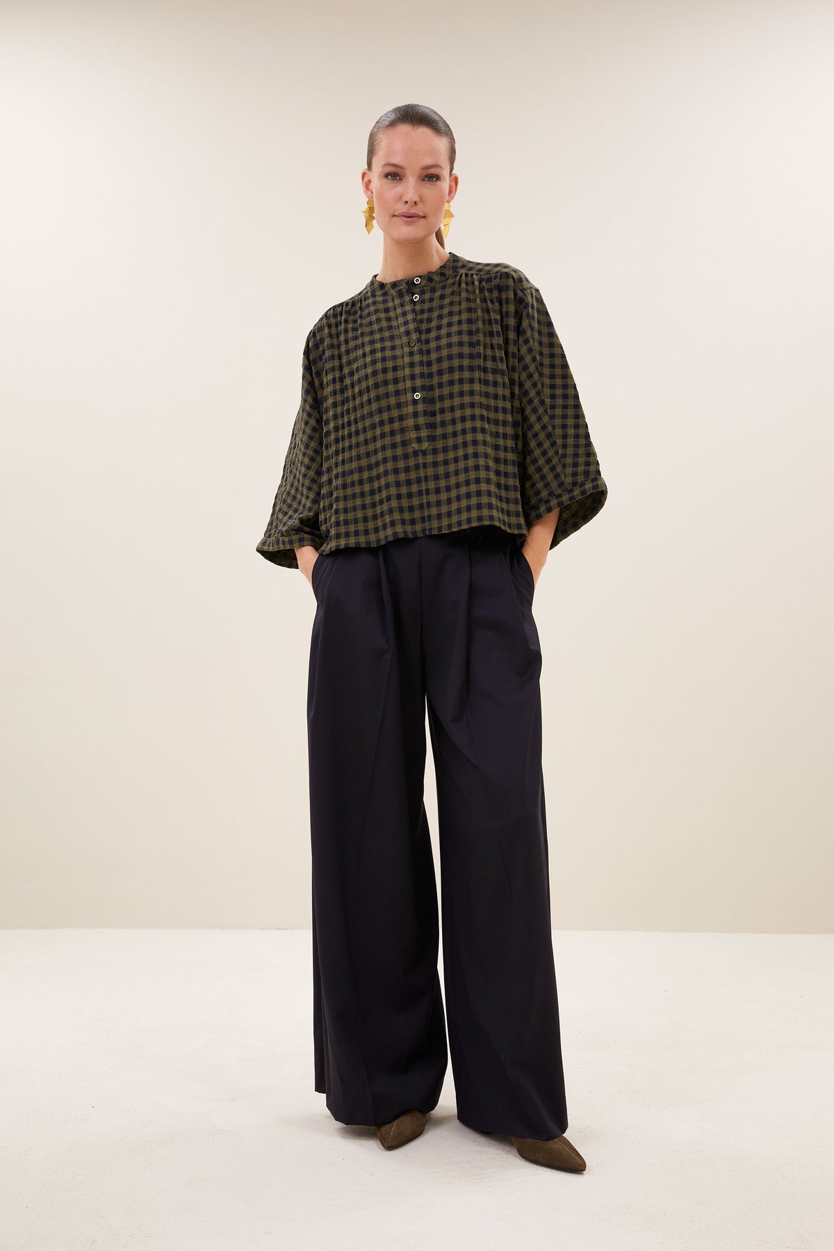 jess blouse | olive check