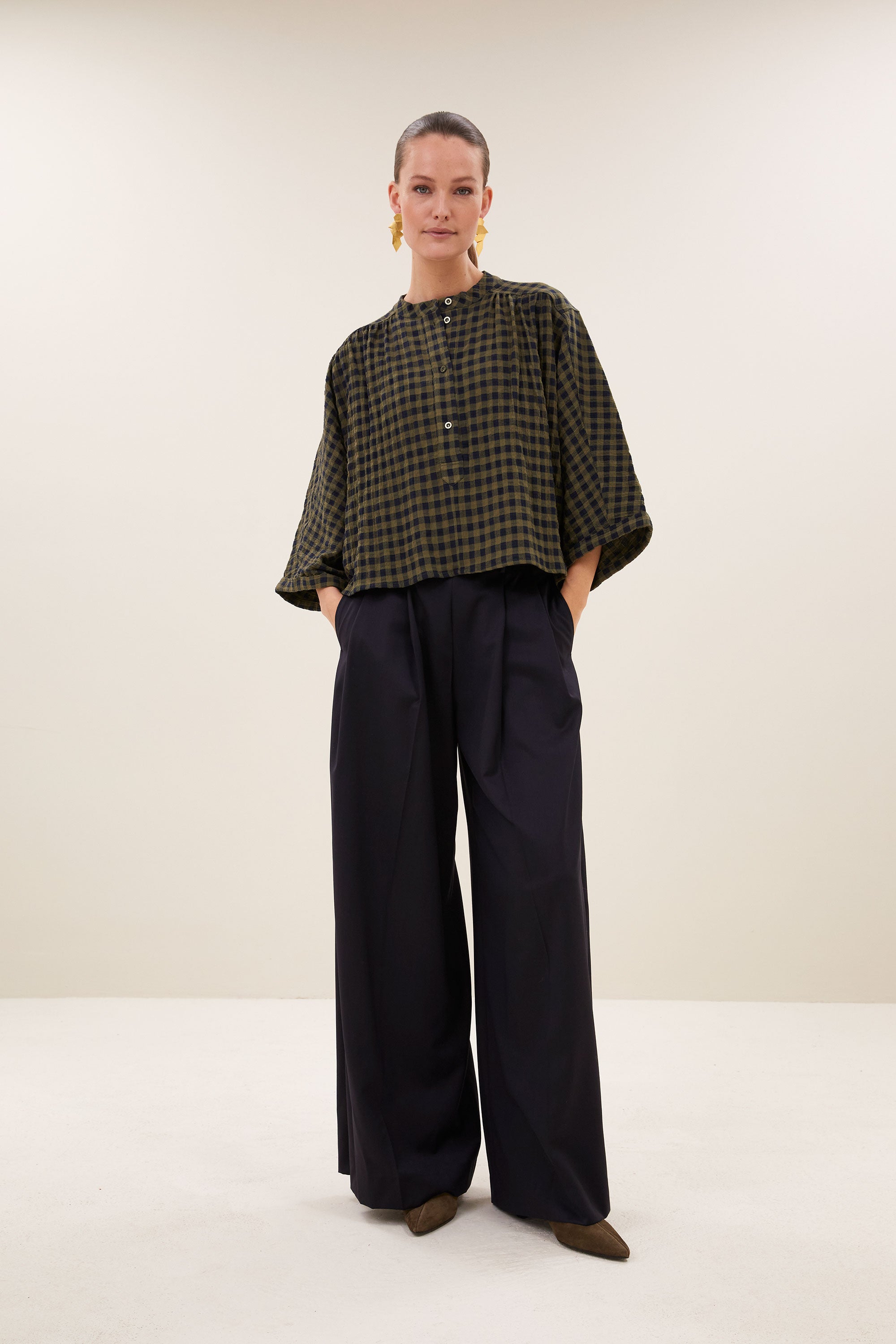 jess blouse | olive check