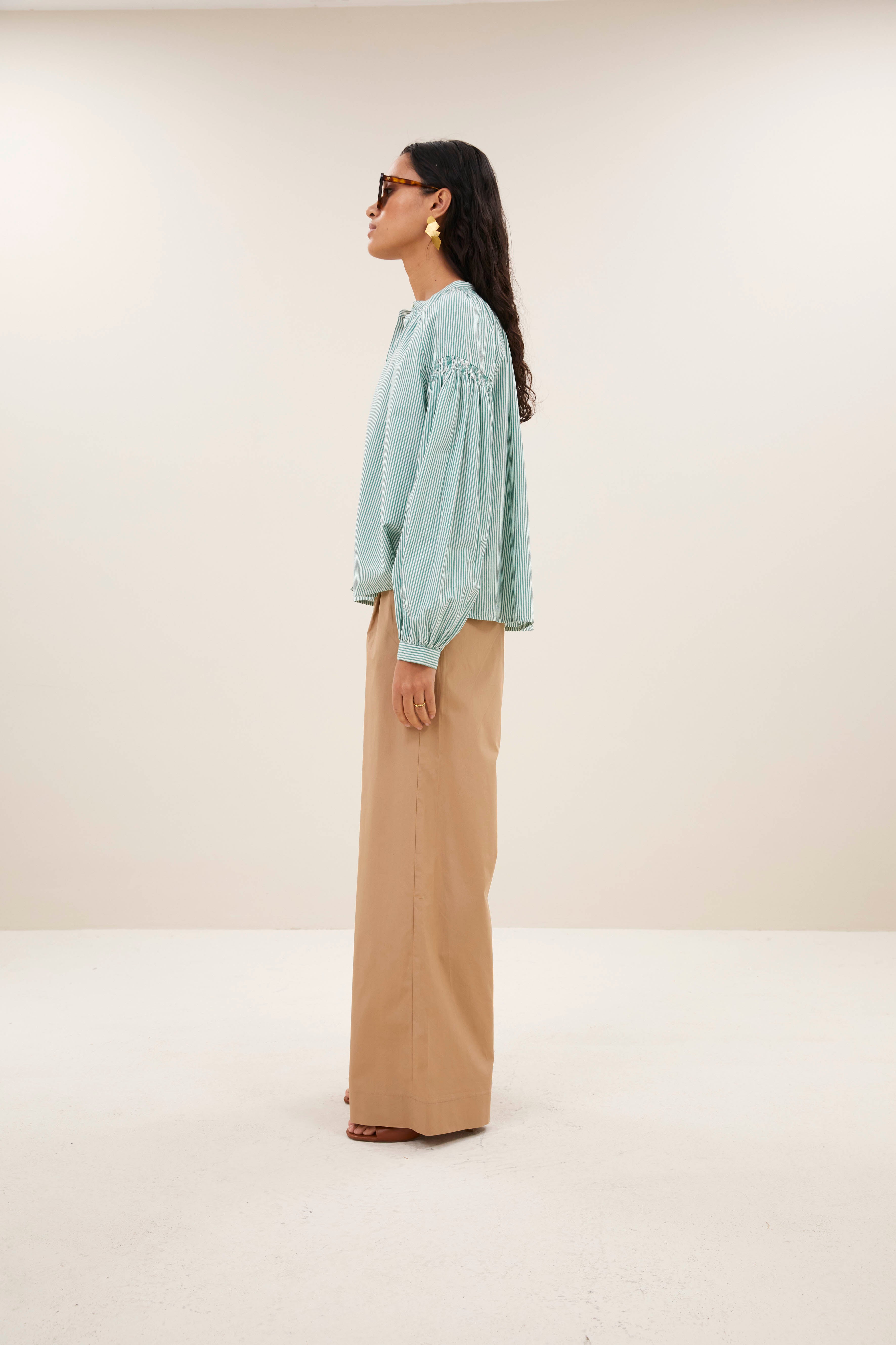 blouse-yume stripe blouse forest pinstripe-by-bar-extra
