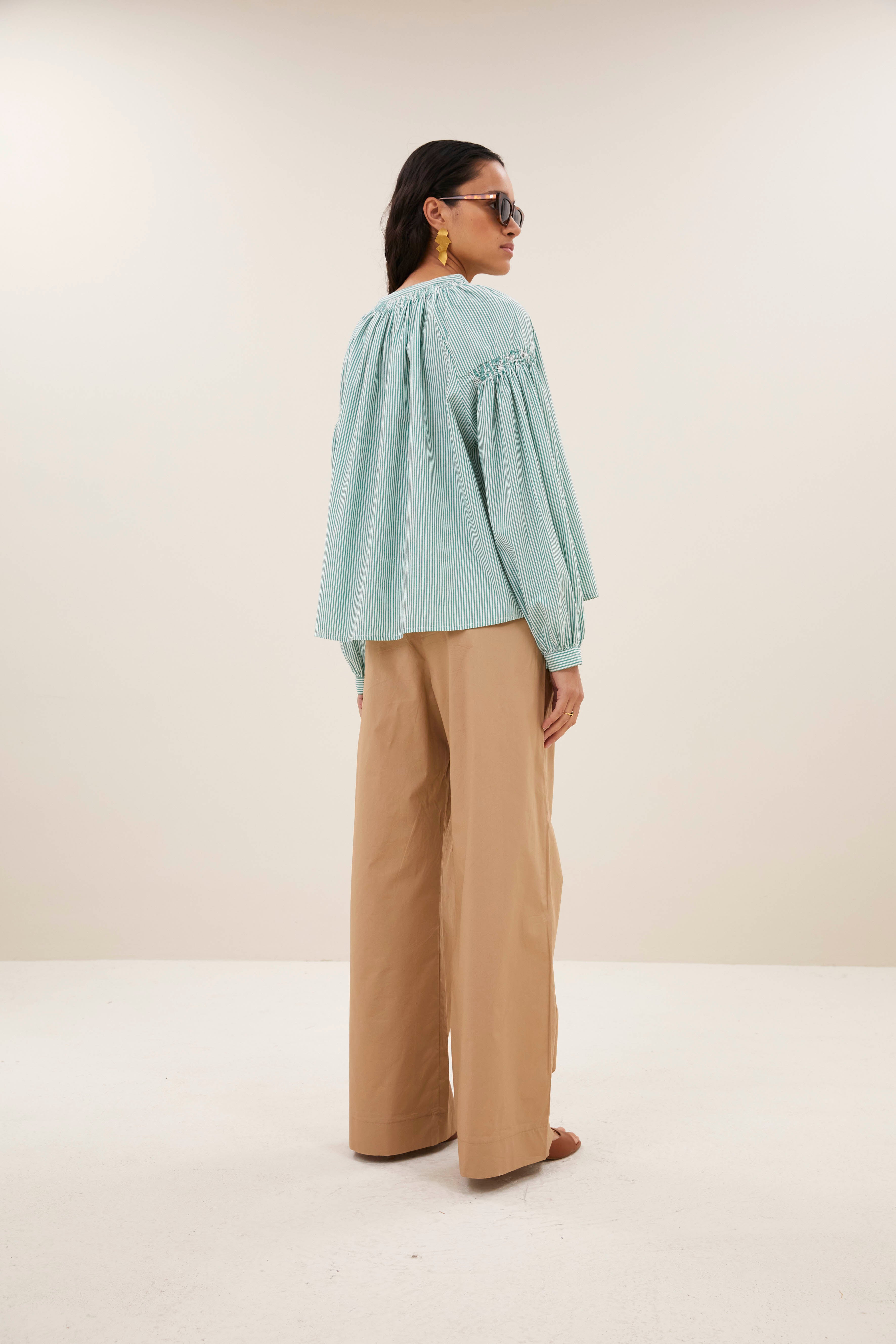 blouse-yume stripe blouse forest pinstripe-by-bar-sfeerbeeld