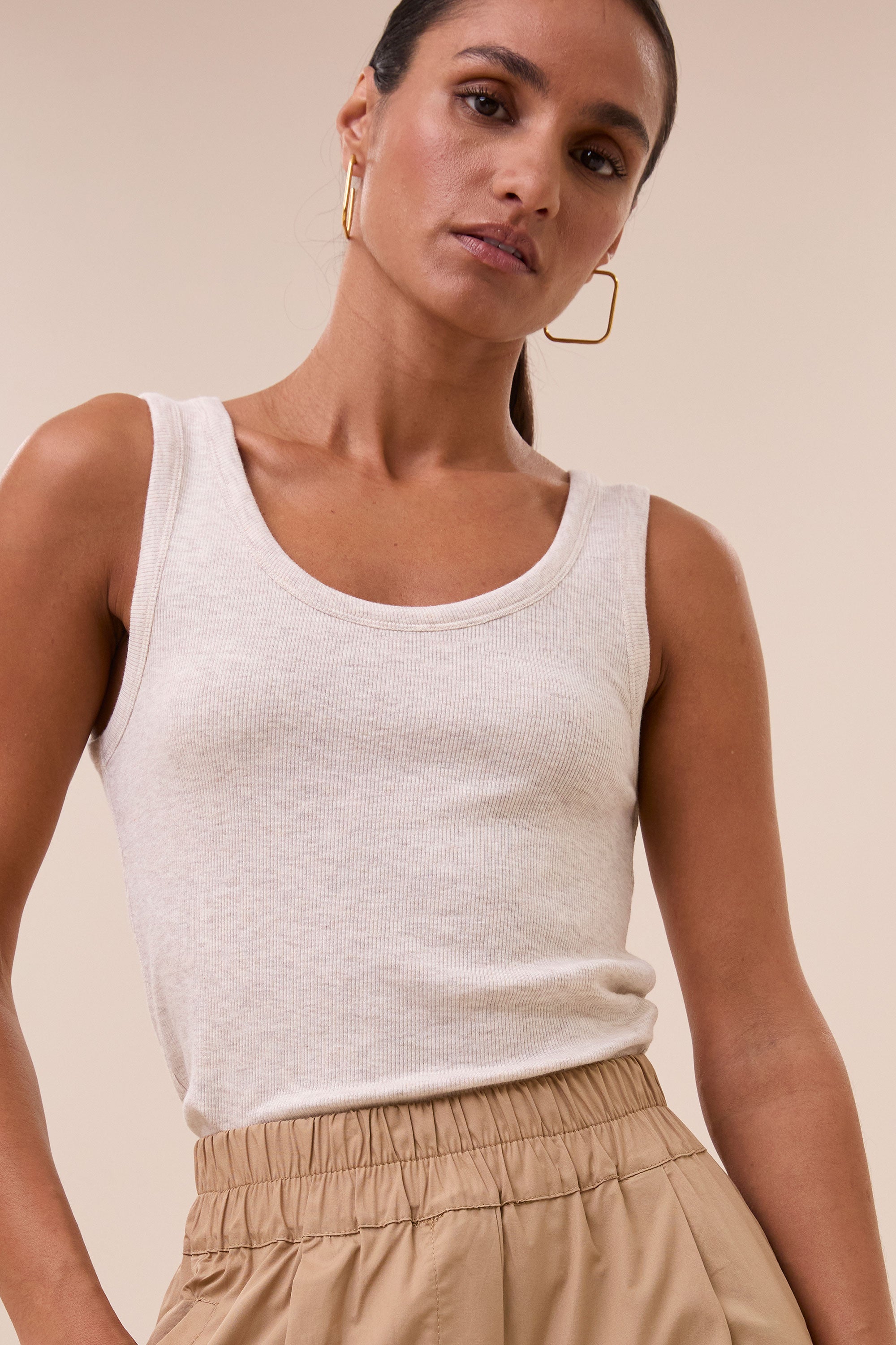 joky rib singlet | oyster