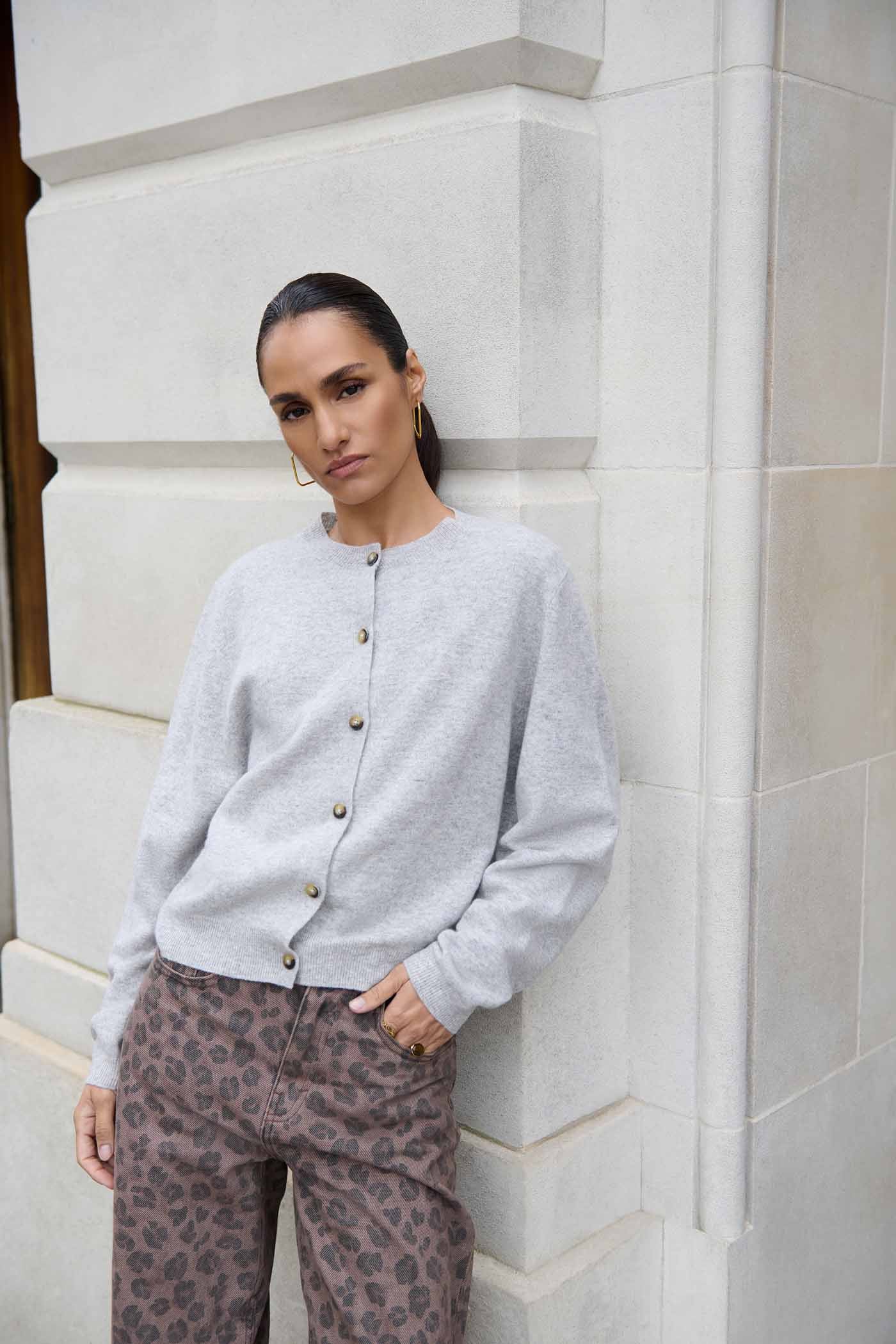 cleo merino cardigan | grey melee