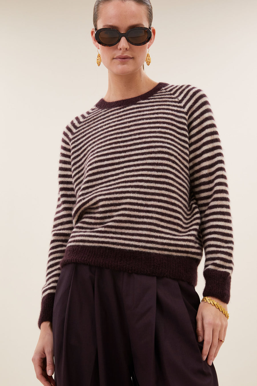 sally stripe pullover | burgundy crush stripe