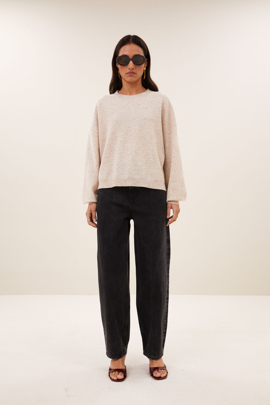 sammie round neck pullover | oyster melee
