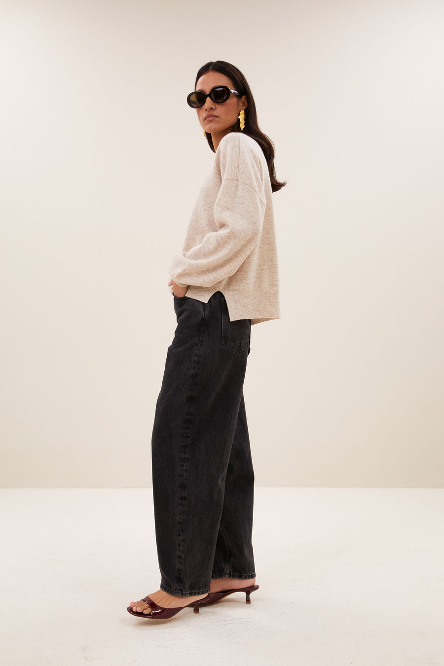 sammie round neck pullover | oyster melee