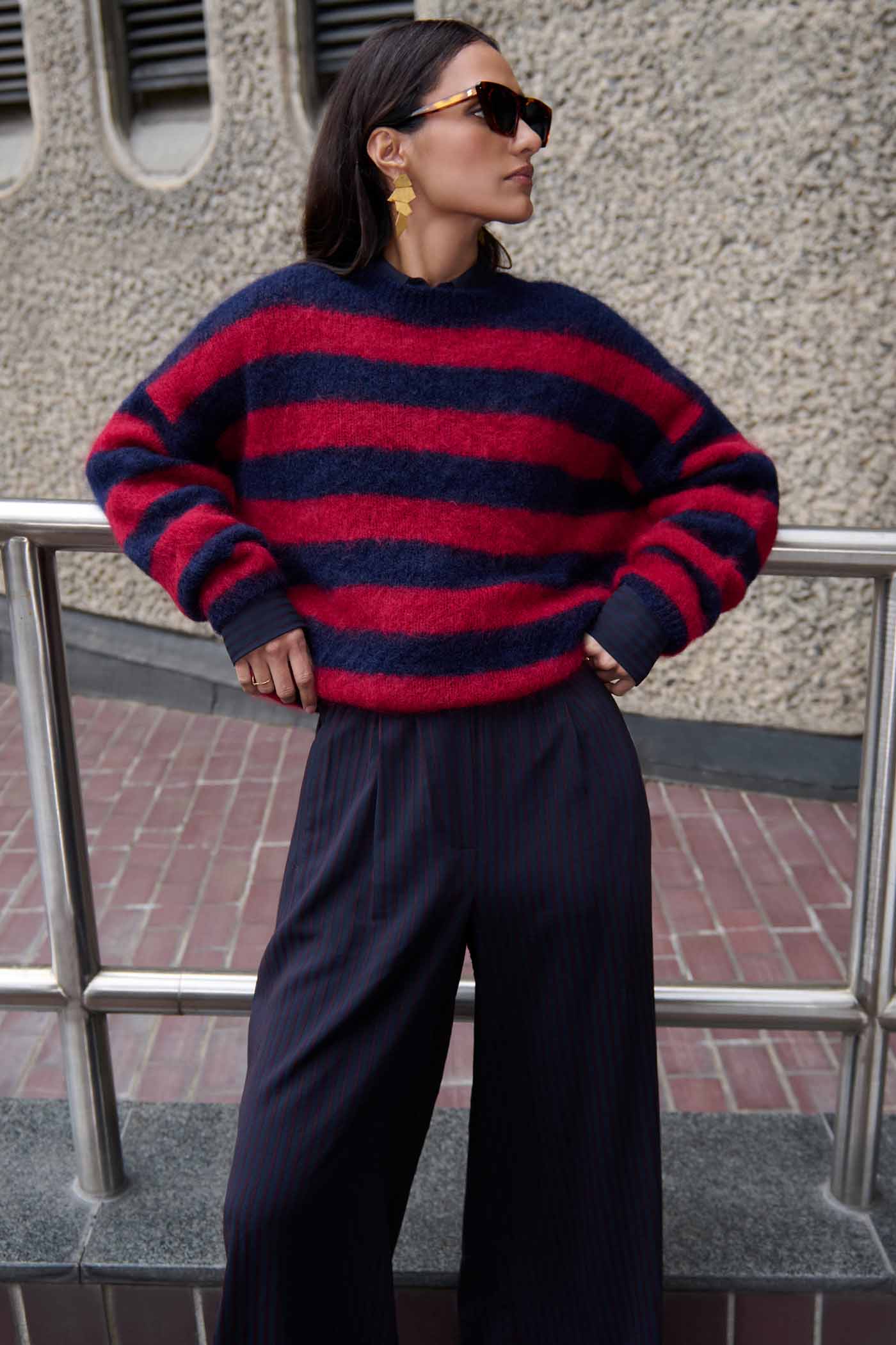 gigi stripe pullover | wine stripe