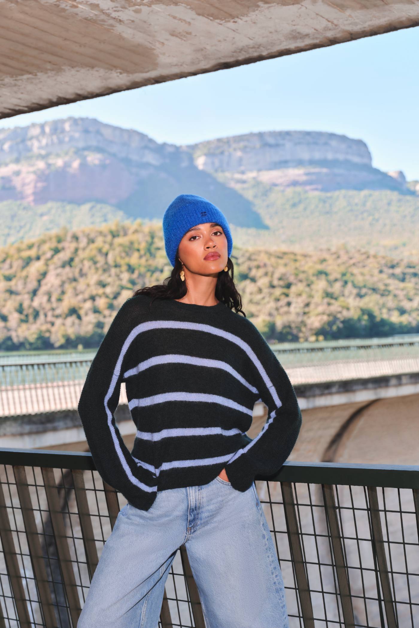 vide stripe pullover | green cloud stripe