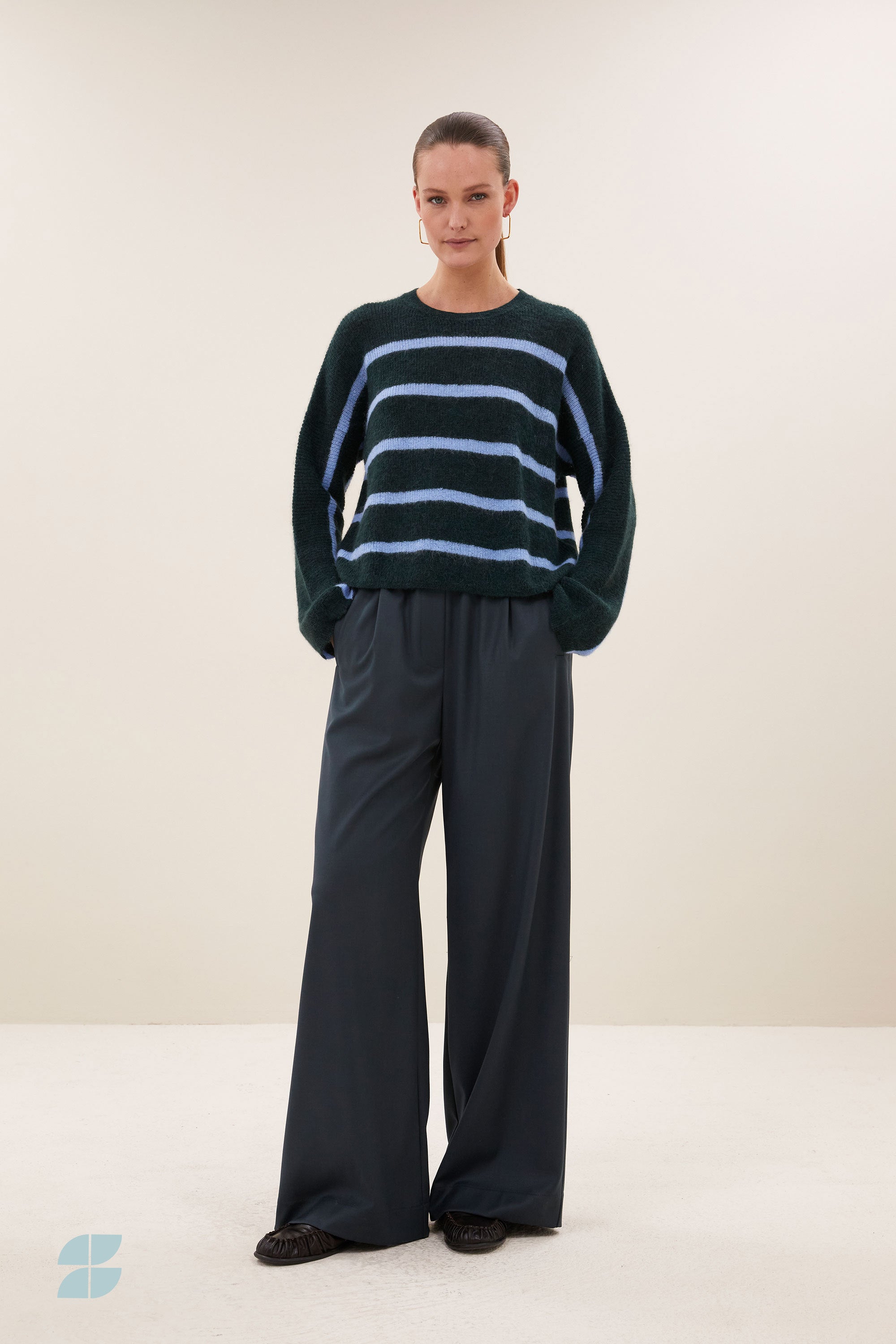 vide stripe pullover | green cloud stripe