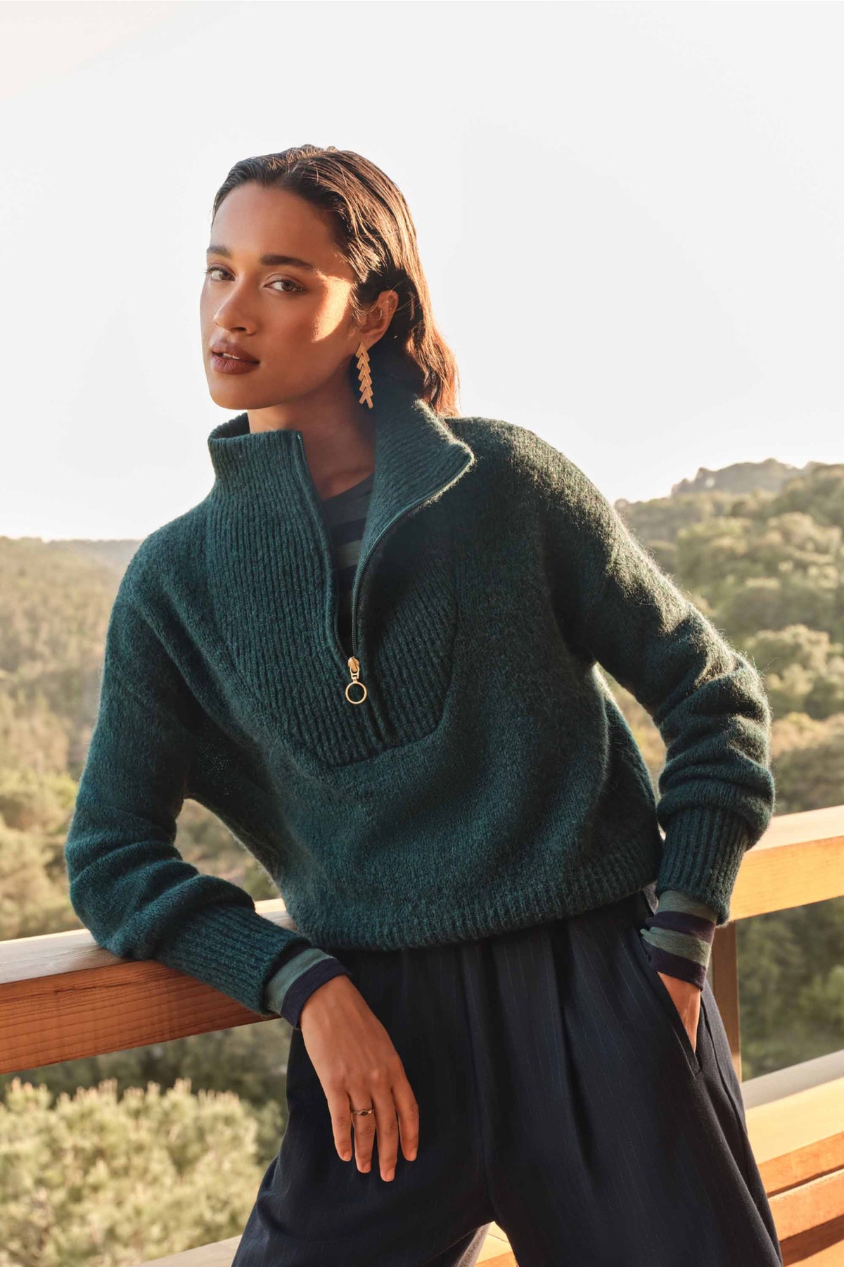 boxy beau pullover | dark green