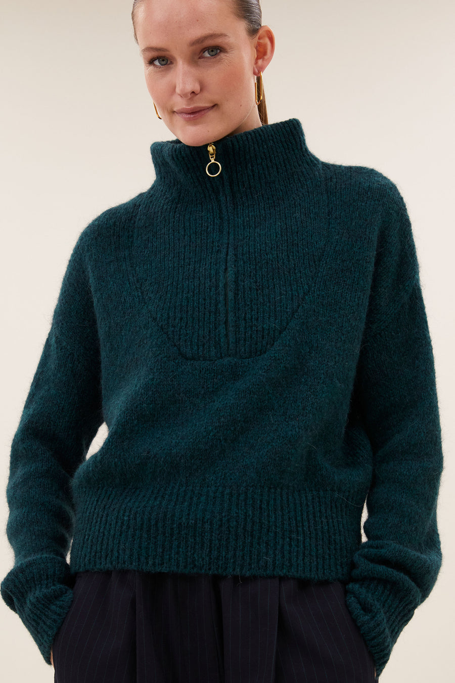 boxy beau pullover | dark green