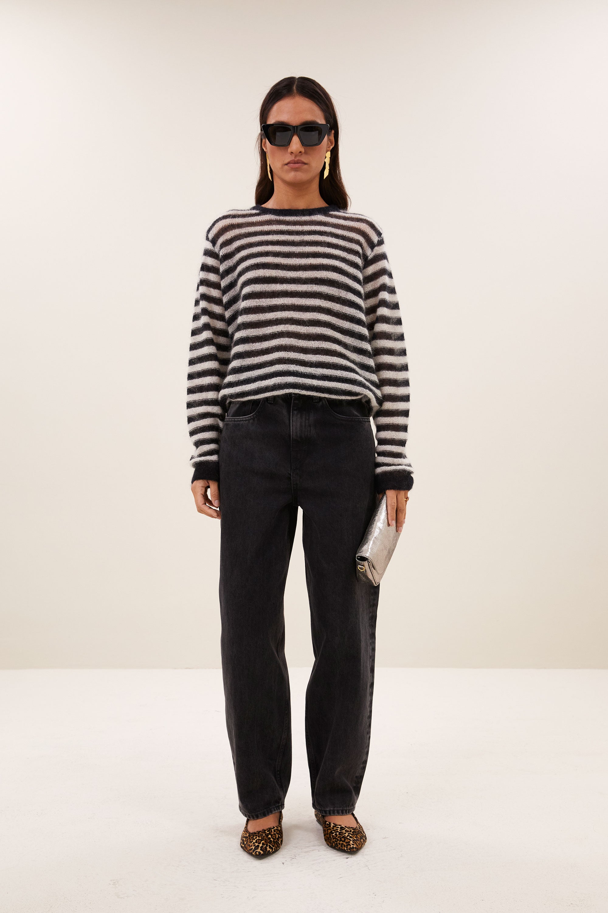 gwen pullover | black white stripe