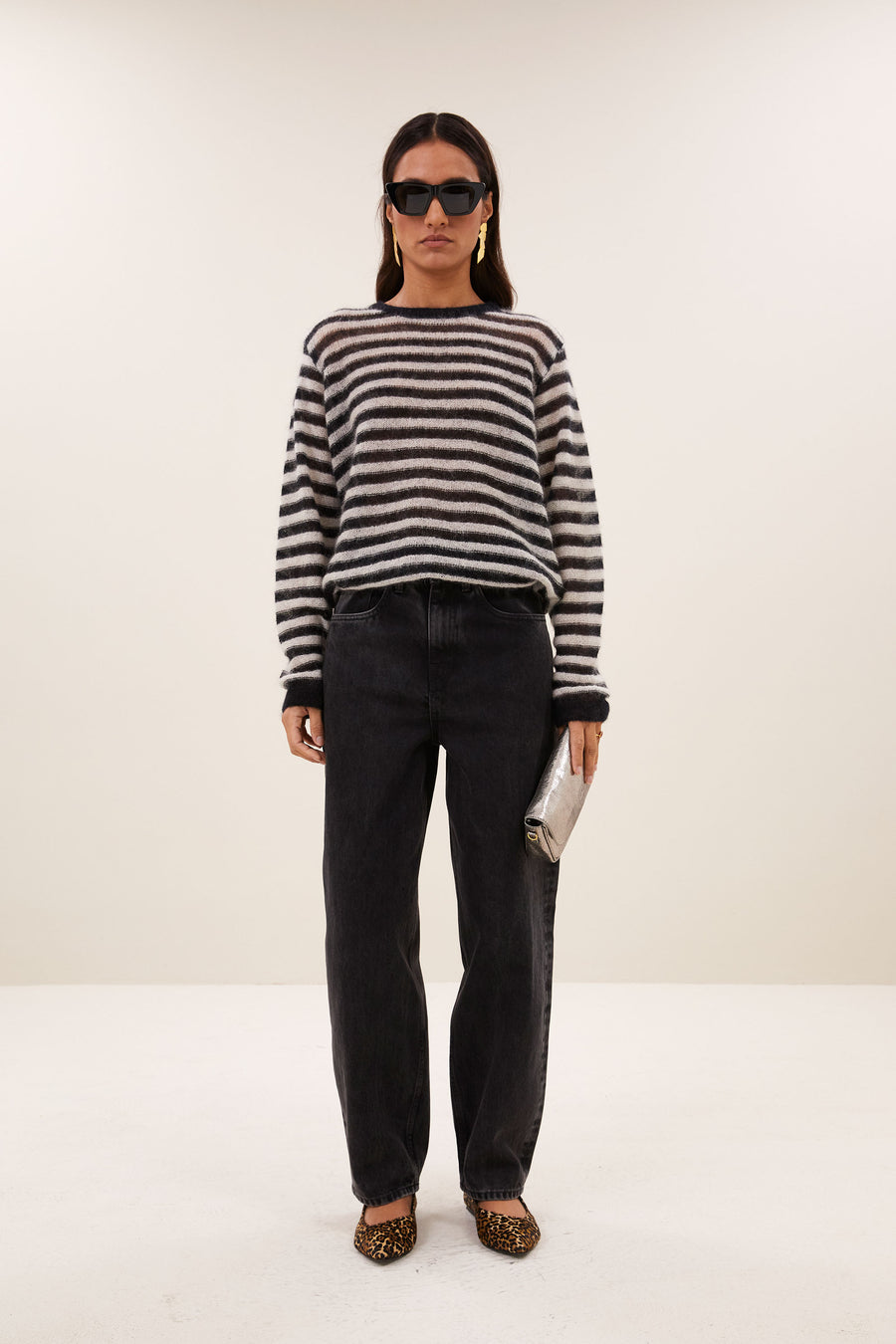 gwen pullover | black white stripe