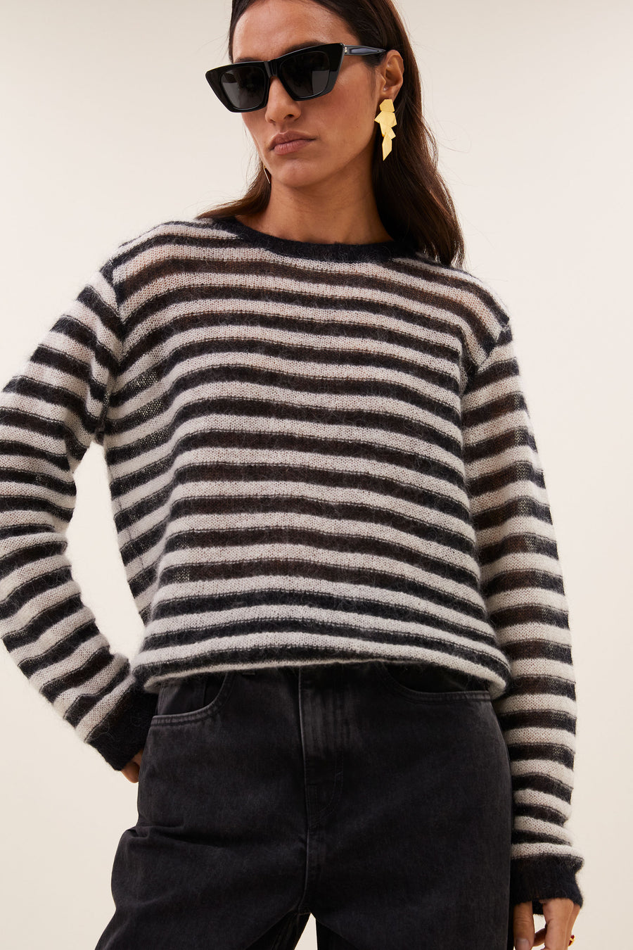 gwen pullover | black white stripe