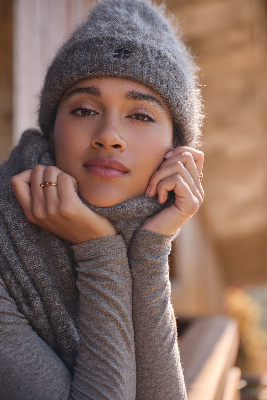 logo norton beanie | dark biscuit