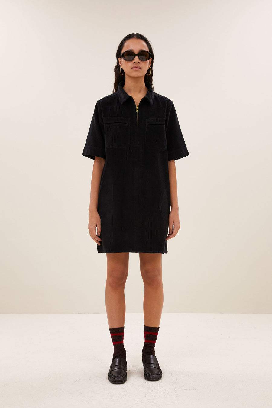philipe cord dress | black