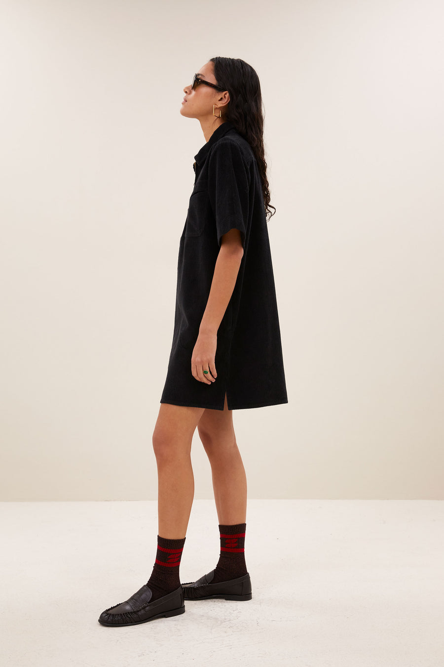philipe cord dress | black