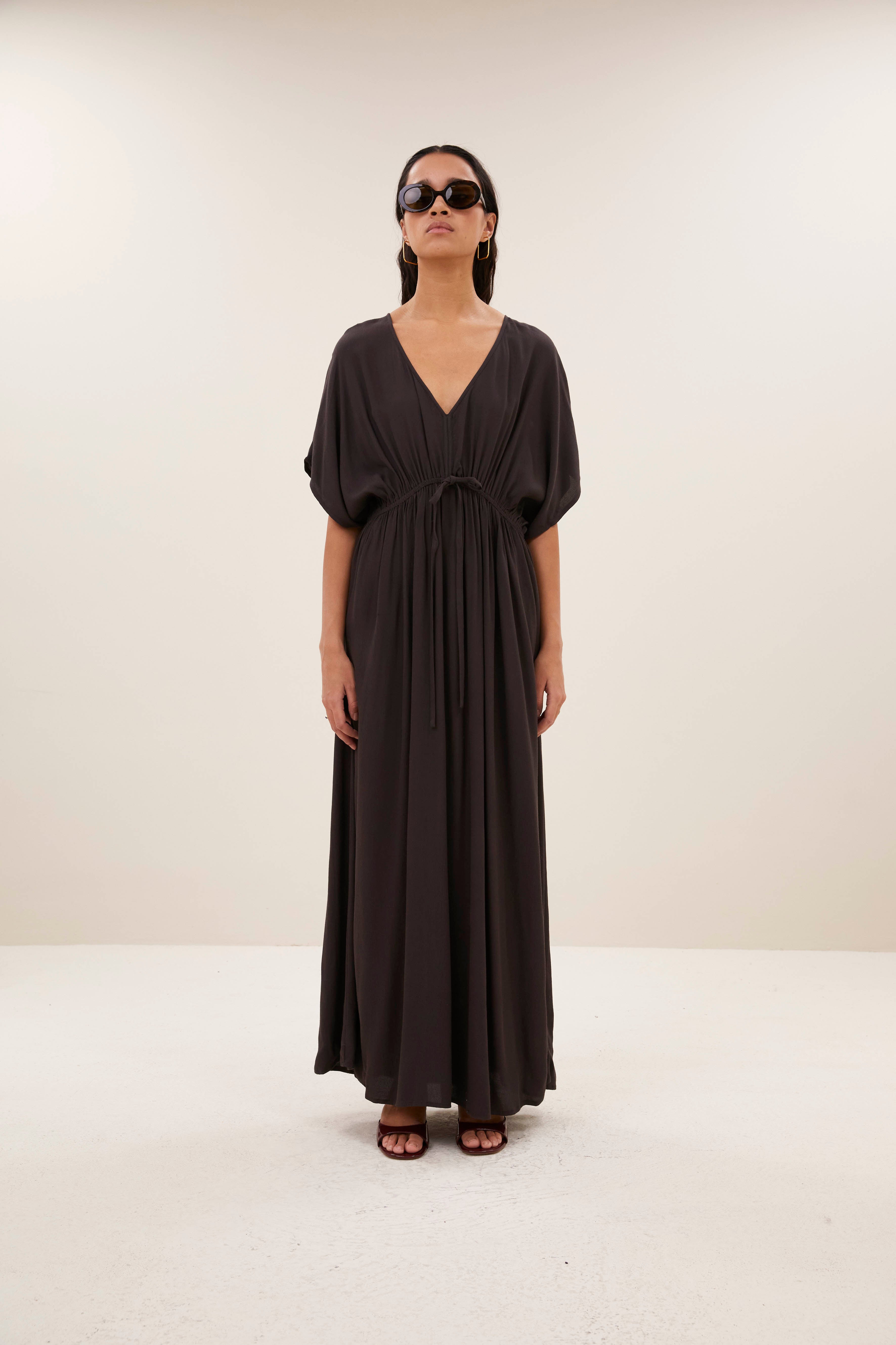 dress-long twill dress espresso-by-bar-