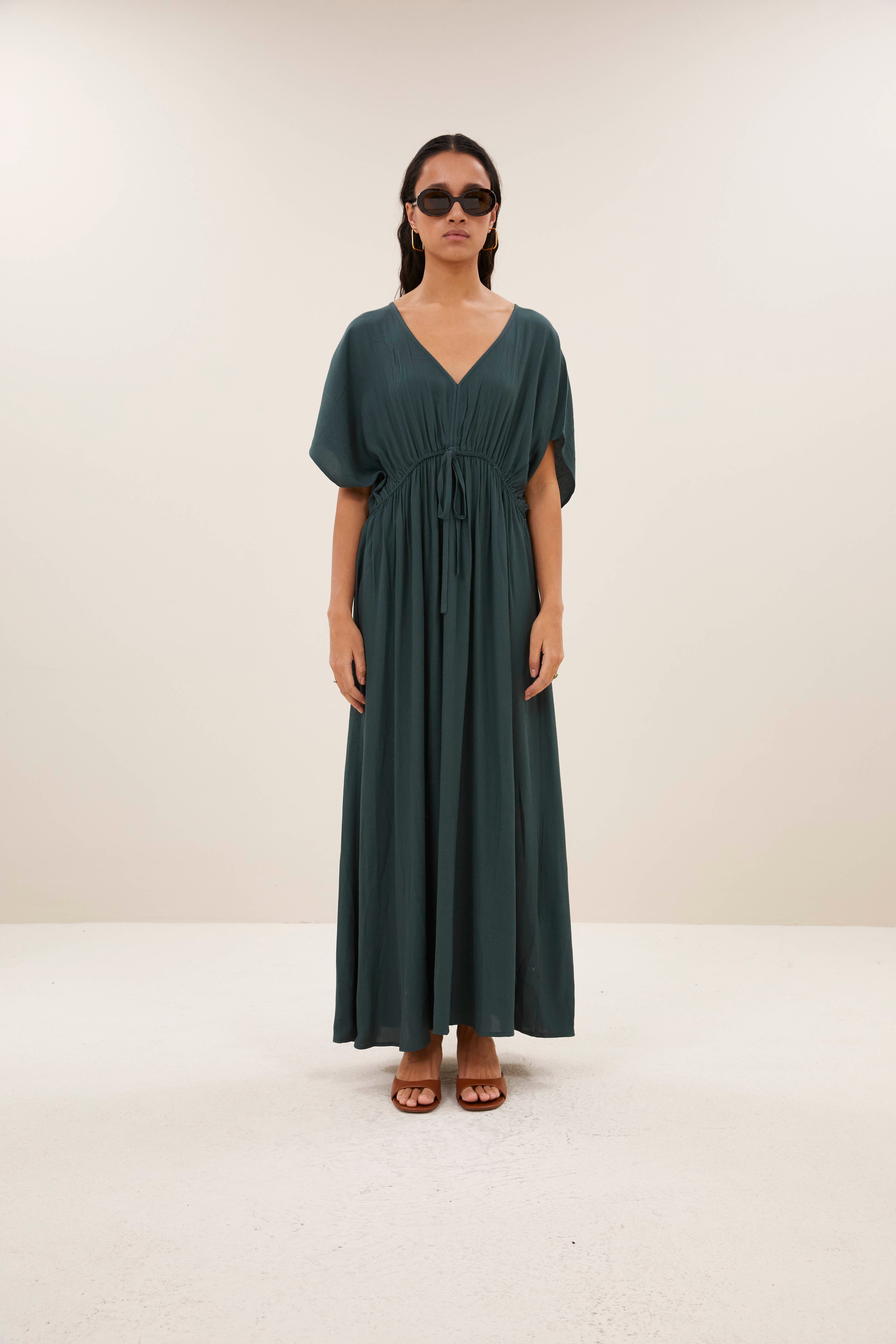 dress-long twill dress dried basil sfeerbeeld-by-bar-sfeerbeeld