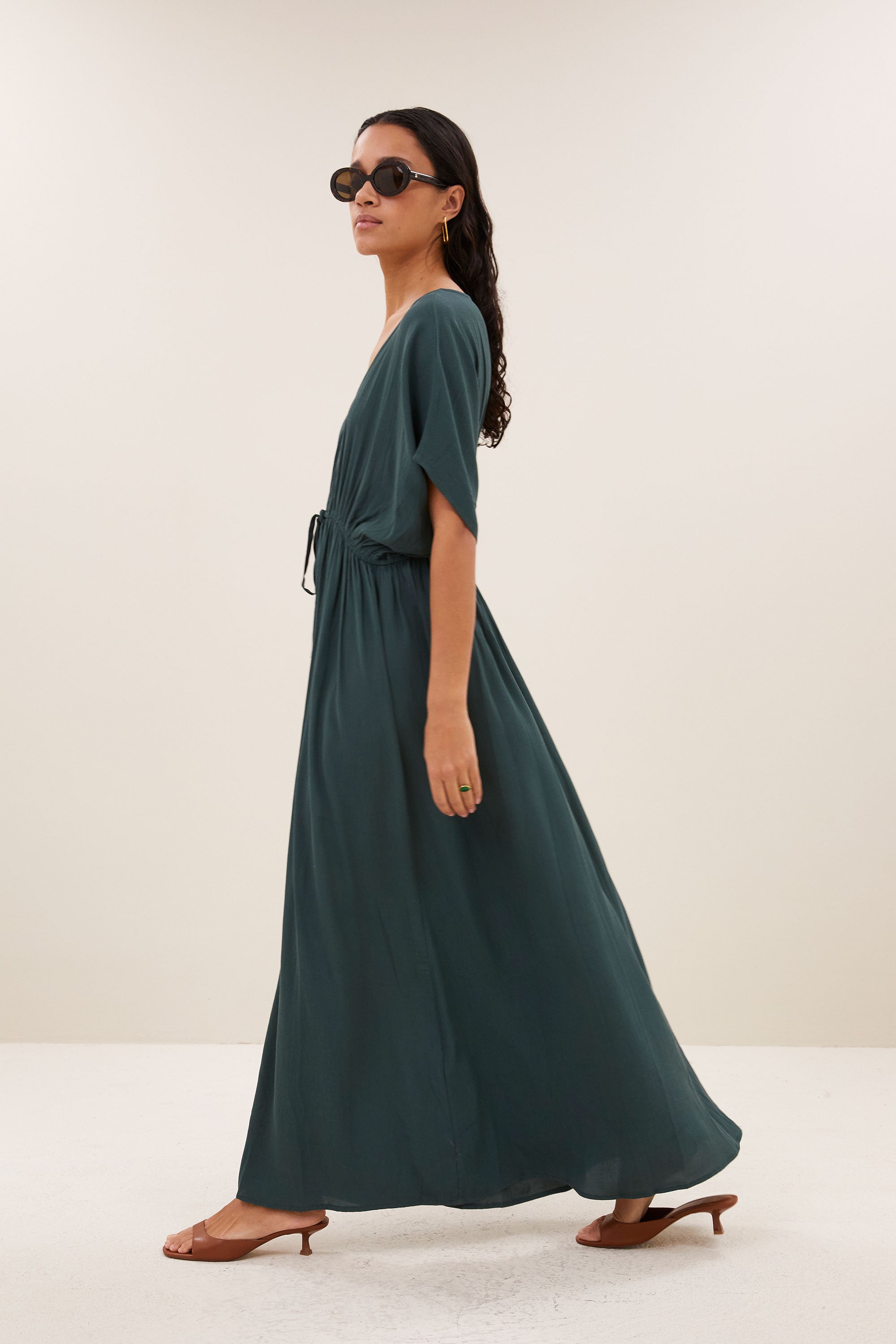 long twill dress | dried basil