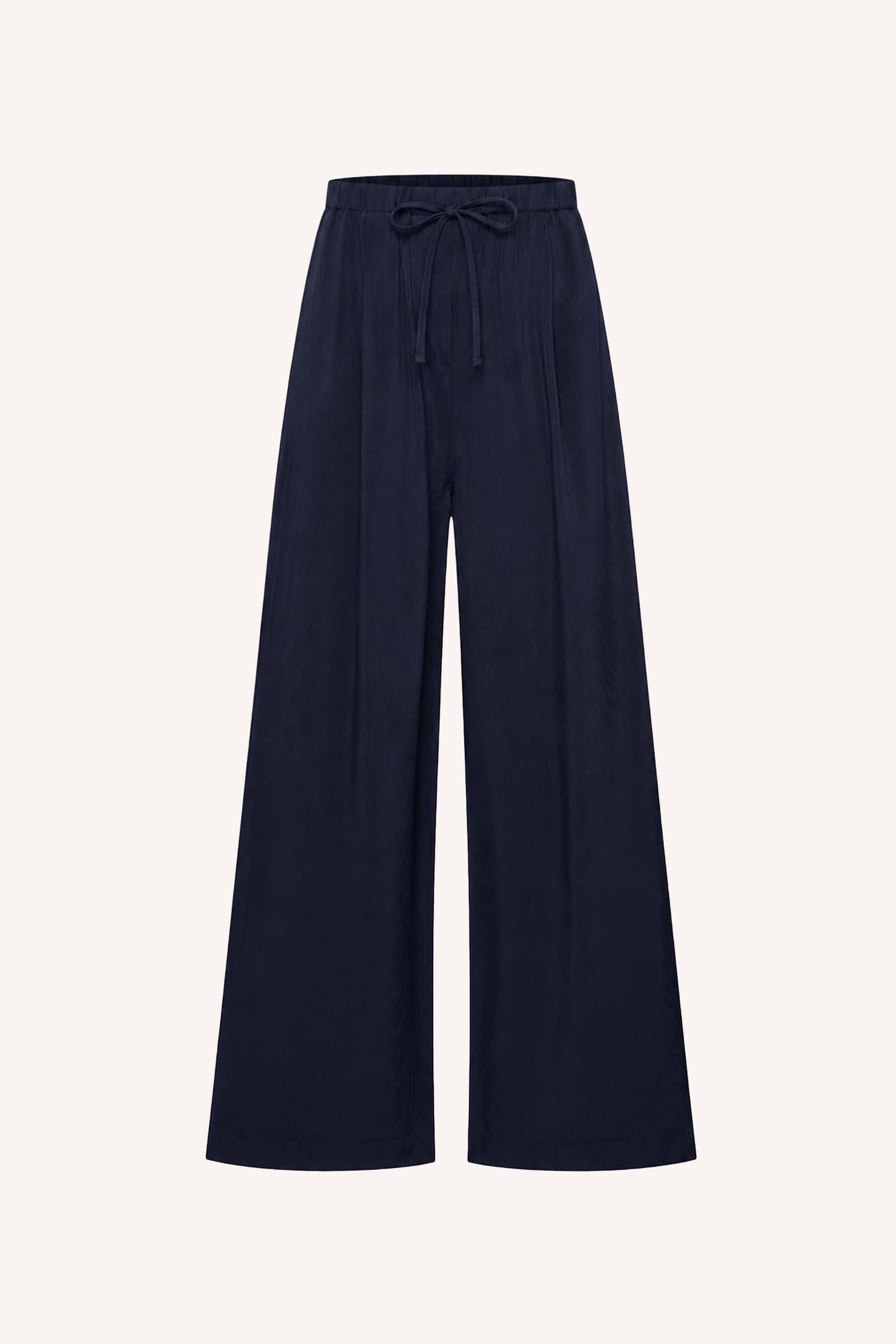 pelle satin stripe pants | night sky