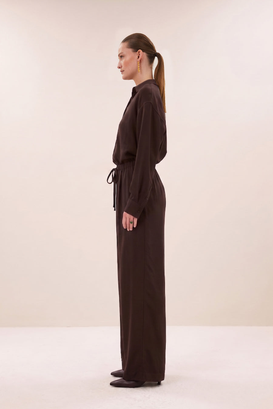 pelle satin stripe pants | espresso