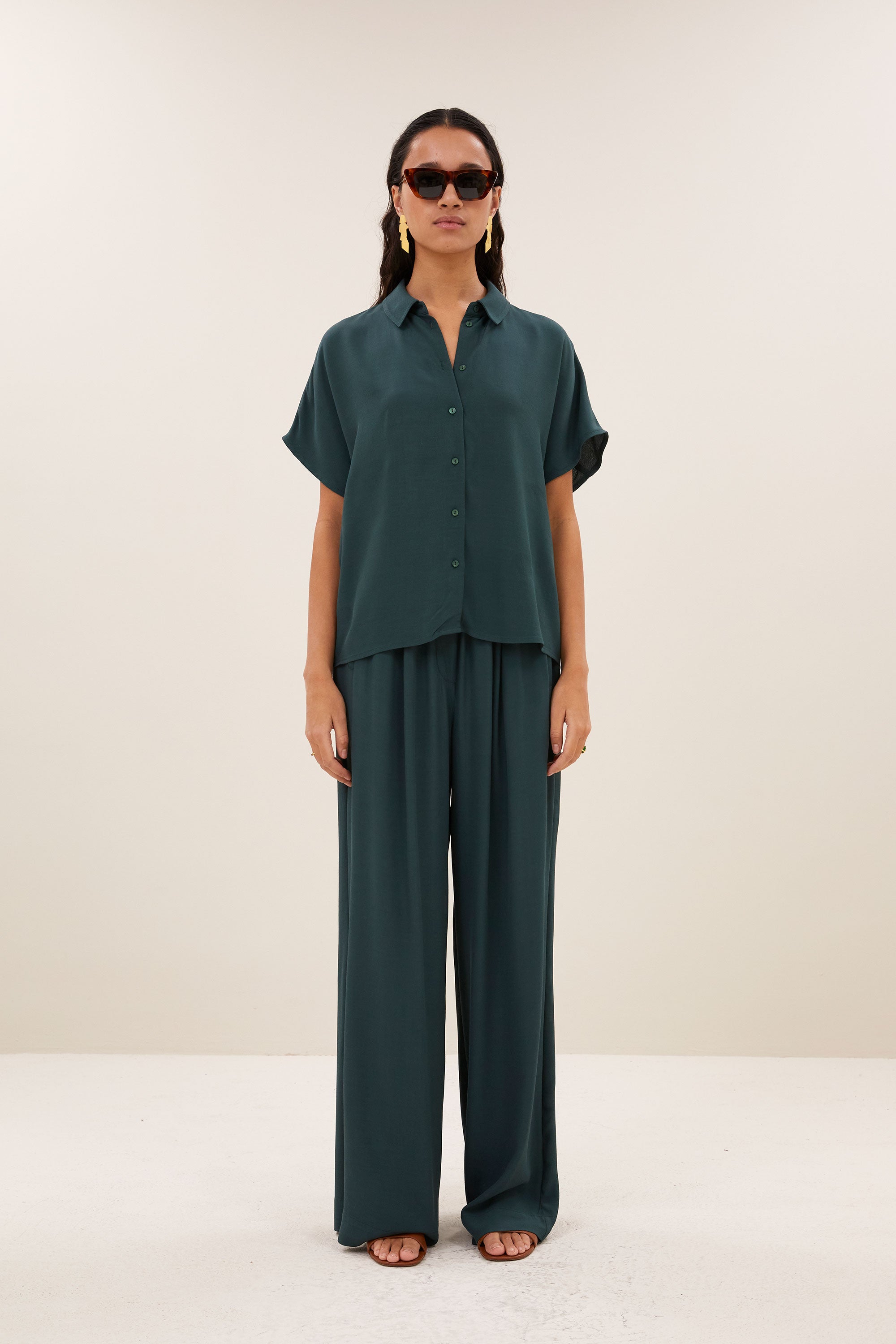 benji viscose pants | dried basil