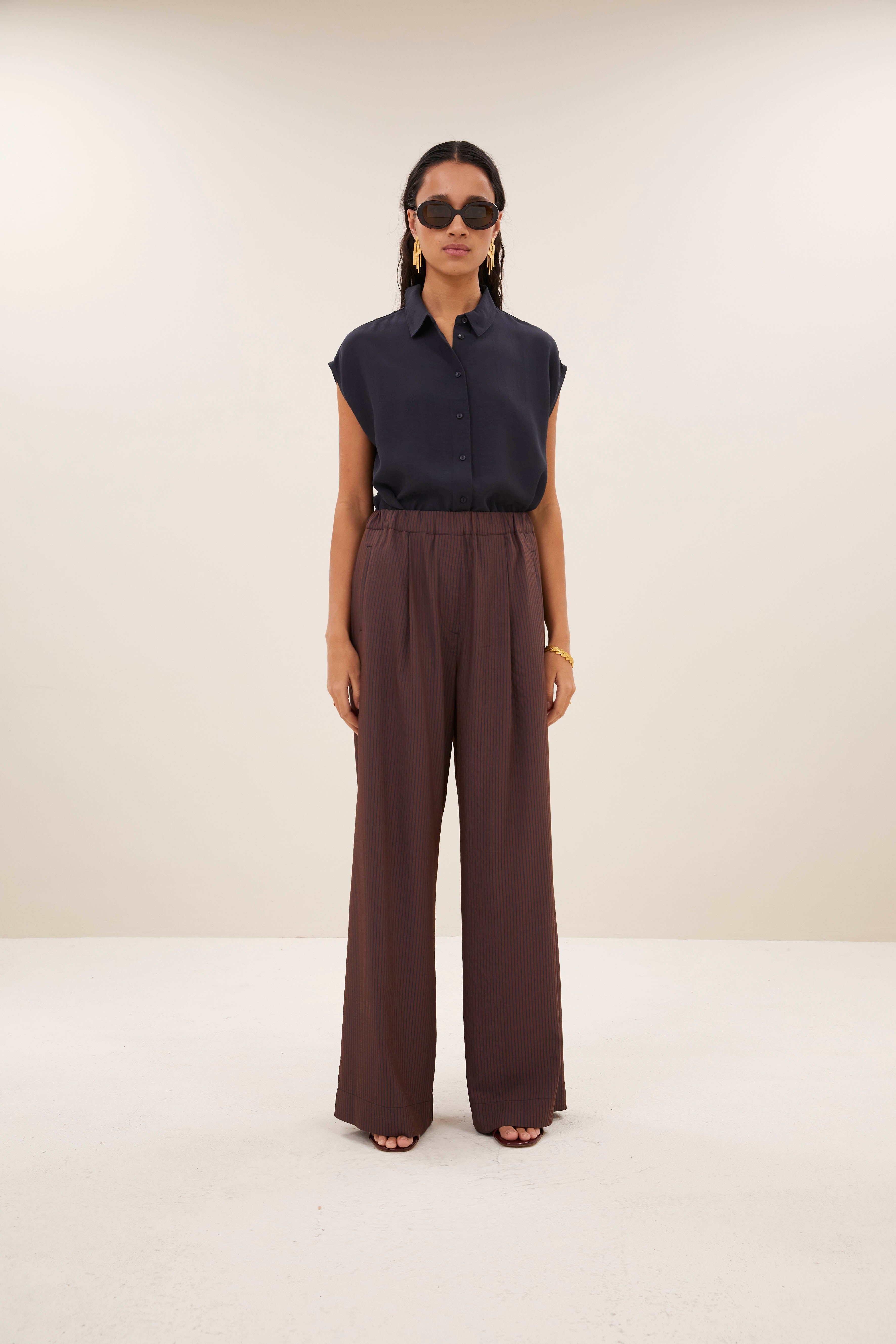 pants-celin tan stripe pants tanning stripe-by-bar-