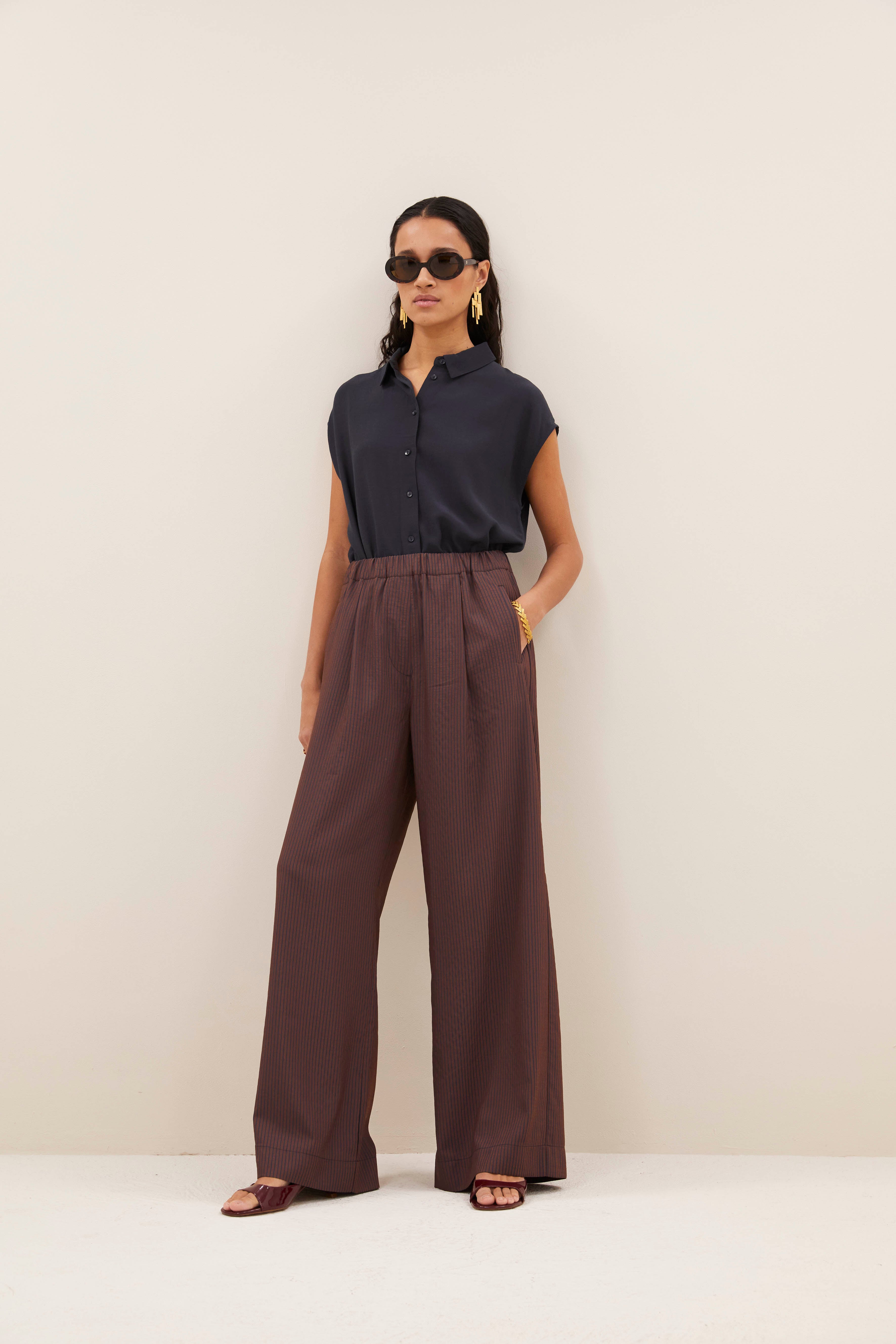 pants-celin tan stripe pants tanning stripe-by-bar-sfeerbeeld
