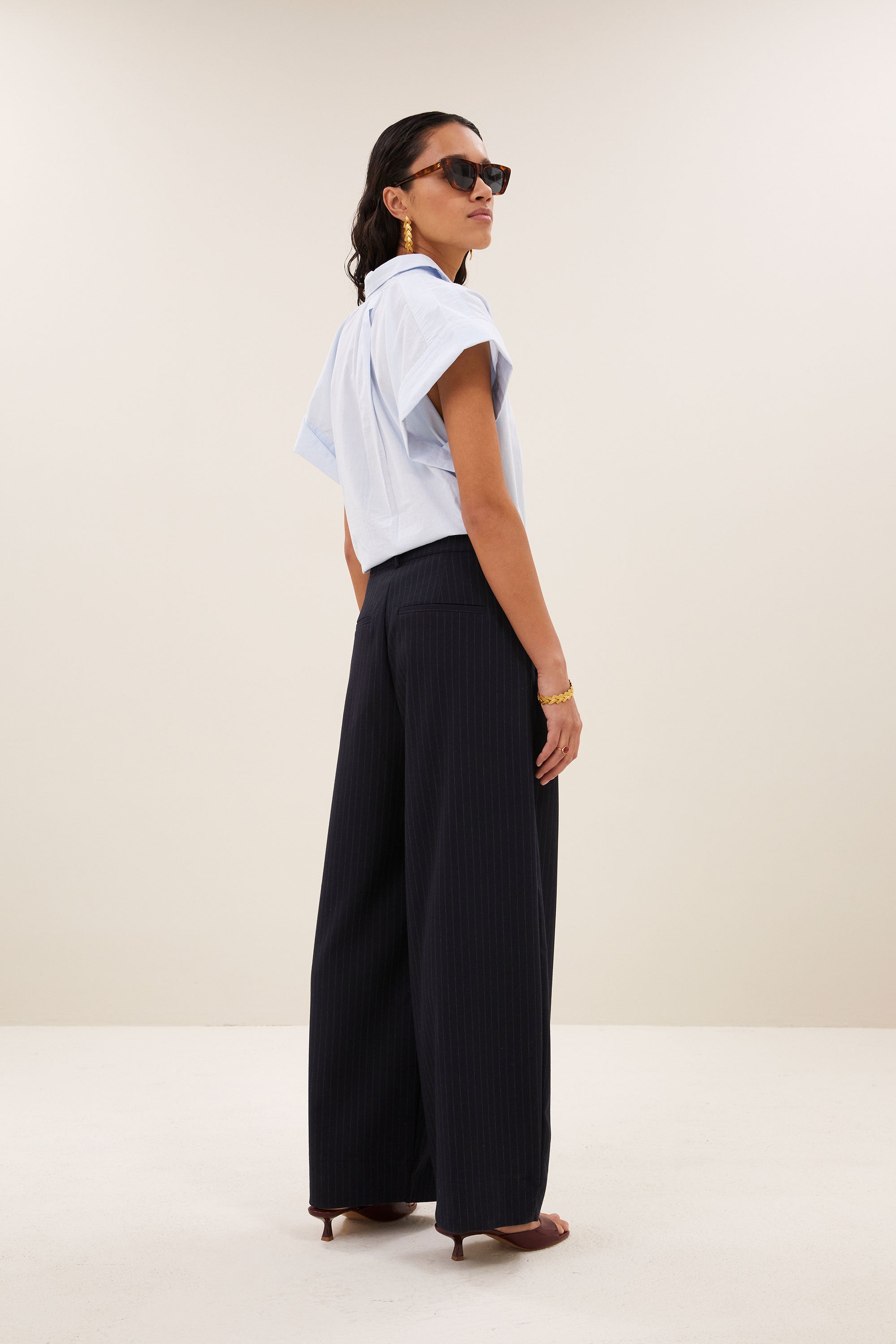 frida pinstripe pants | midnight