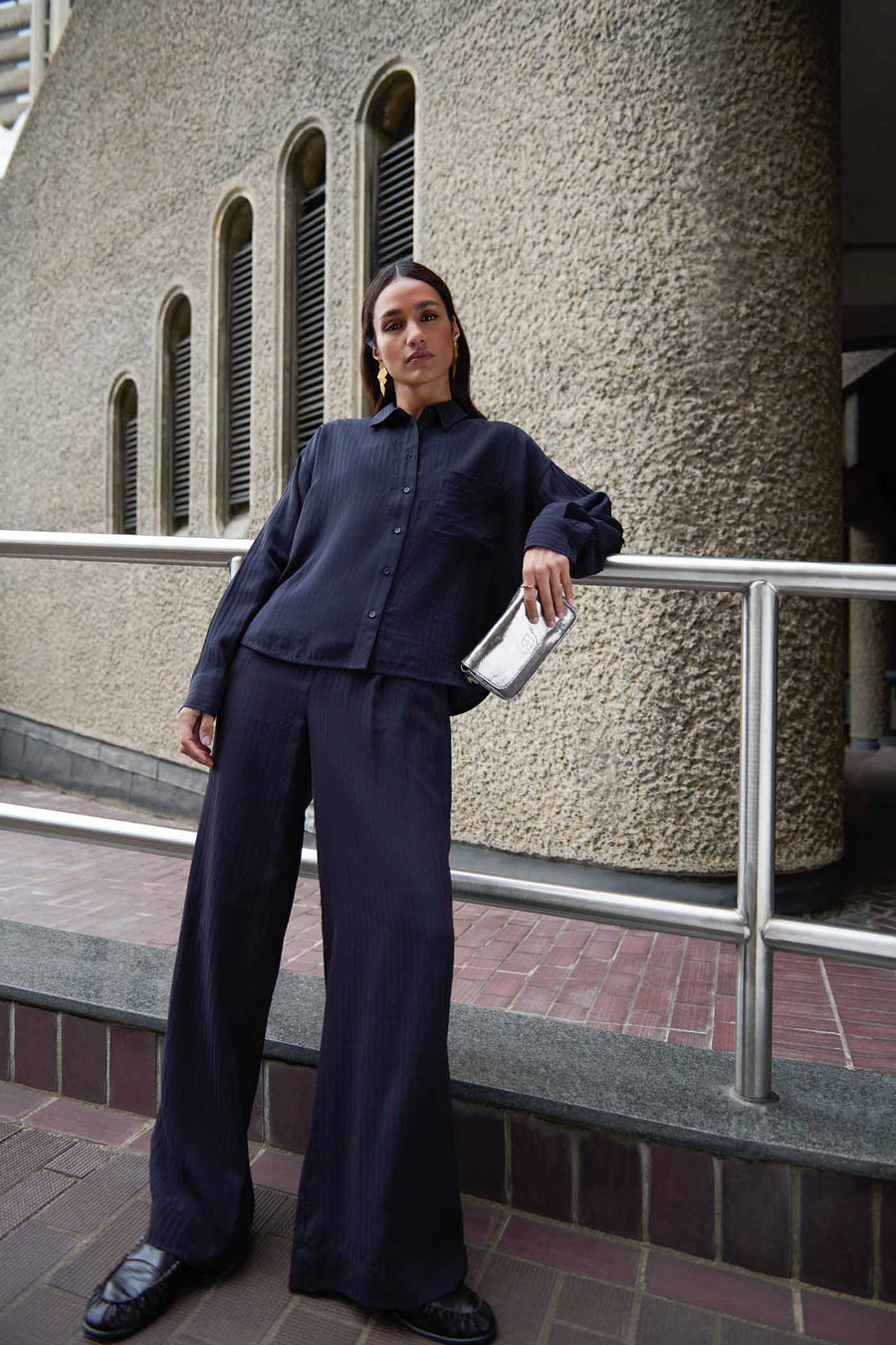 benji wide stripe pants | wine stripe