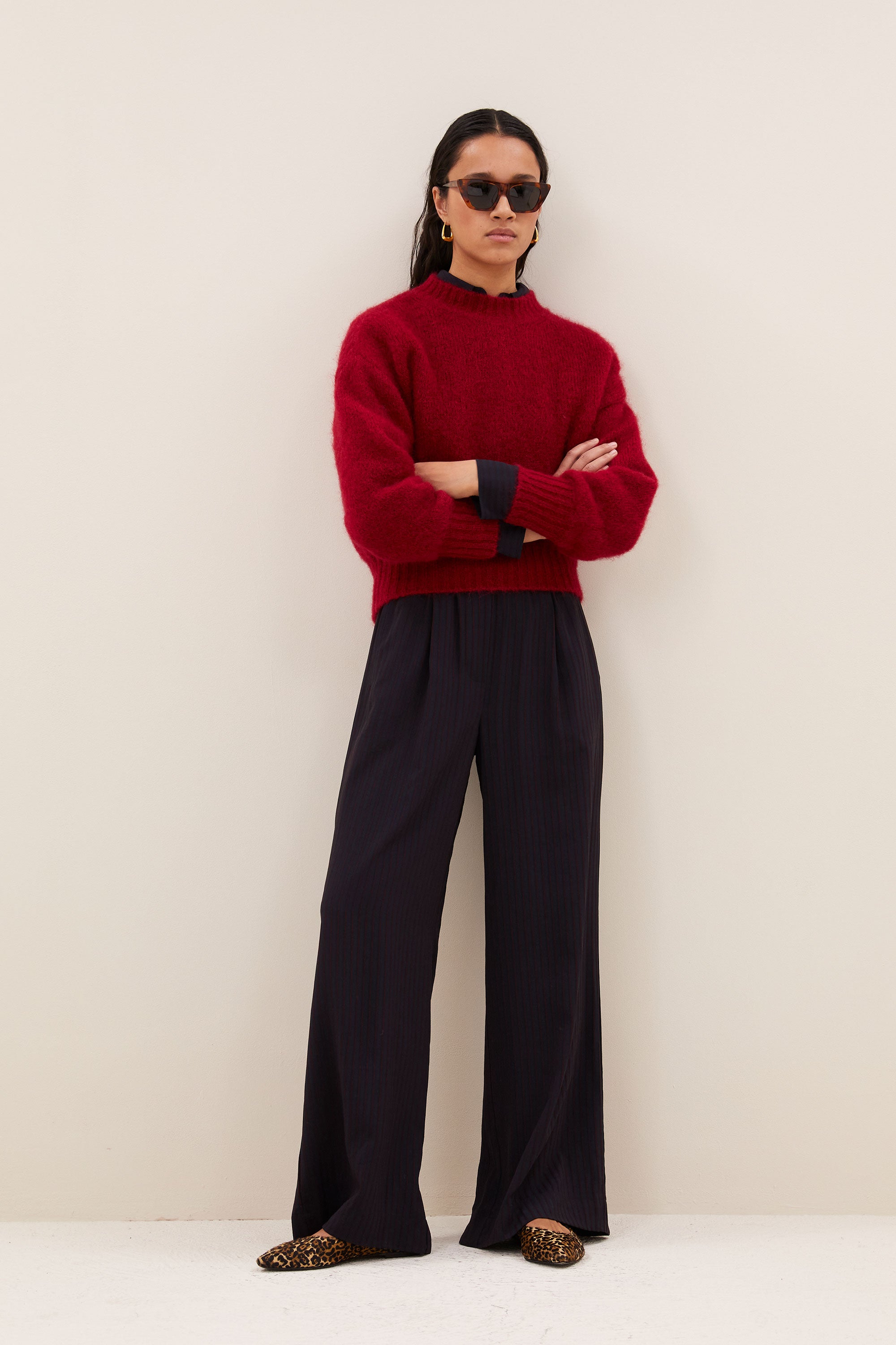 benji-wide-stripe-pants-wine-stripe-comfortabele draagervaring-all-time classic-plooien-by-bar-extra