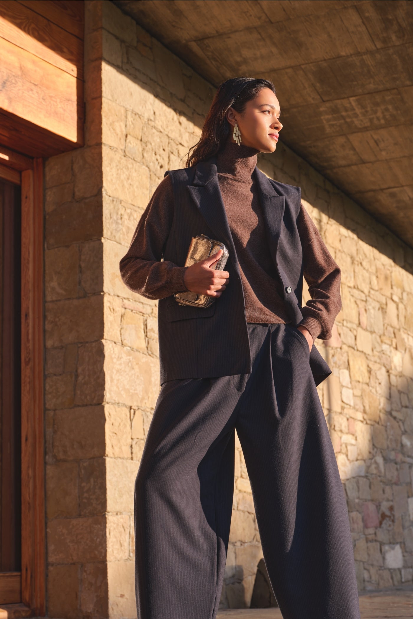 frida copper stripe pants | copper stripe